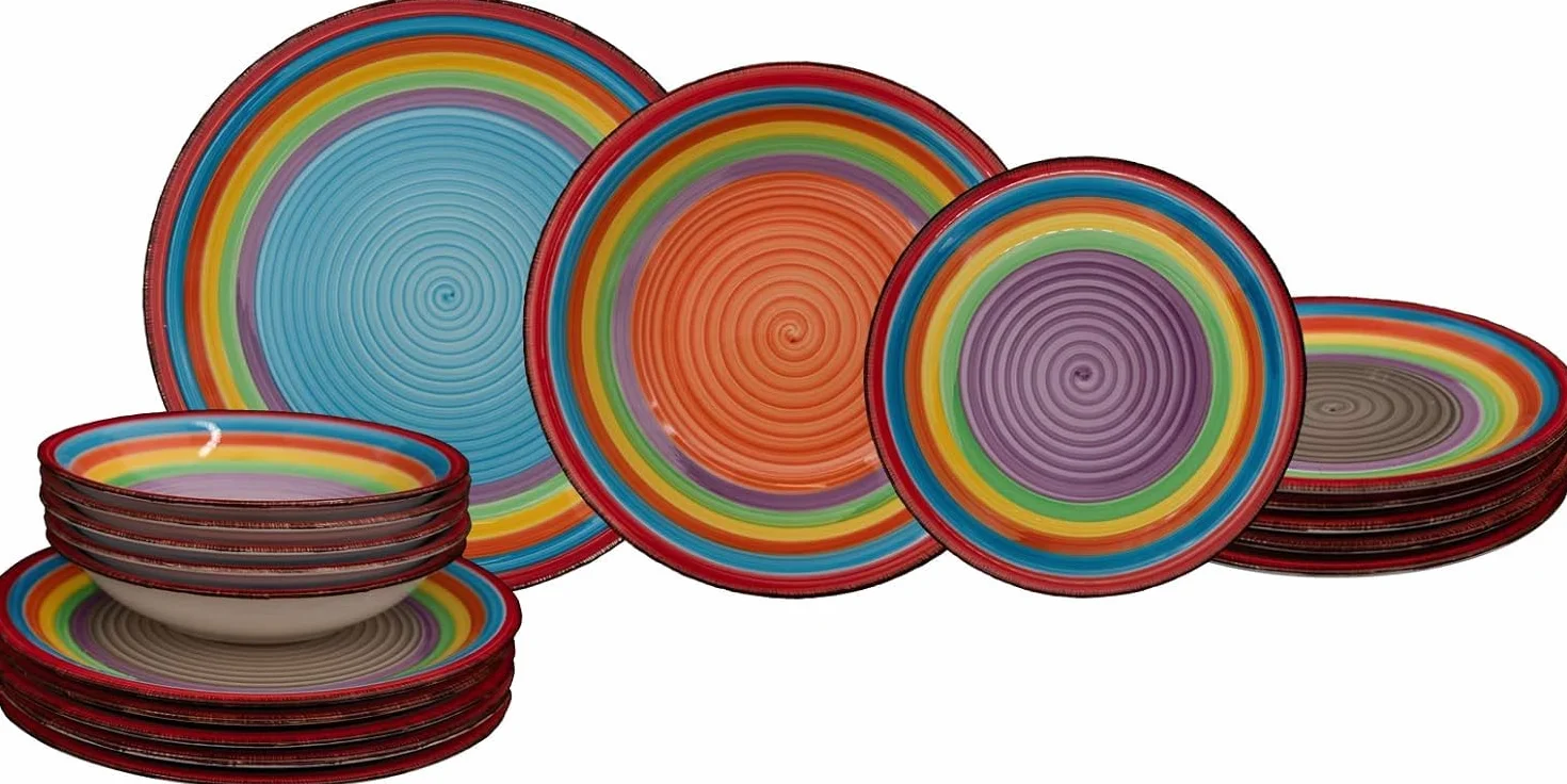 Zestaw 6 miseczek na musli, ceramiczne miseczki 600 ml, miski do sałatek, zupy, musli i zupy, miseczki na przekąski, musli, orzechy, lody, chipsy i inne przekąski, zestaw kolorowych misek (Ibiza)