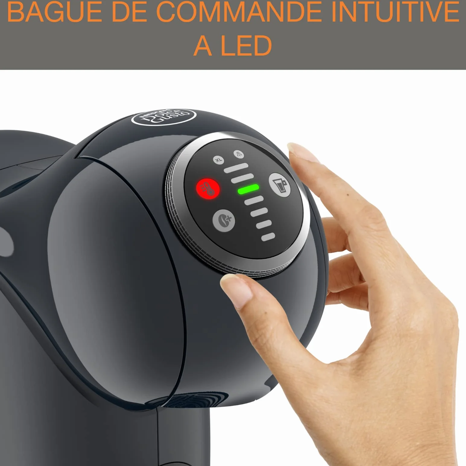 Krups KP340B NESCAFÉ Dolce Gusto Genio S Plus ekspres do kapsułek, espresso Boost, wybór temperatury, gorące i zimne napoje, ciśnienie pompy z 15 bar, zbiornik na wodę o pojemności 0,8 l, 1500 W, kolor Cosmic Grey