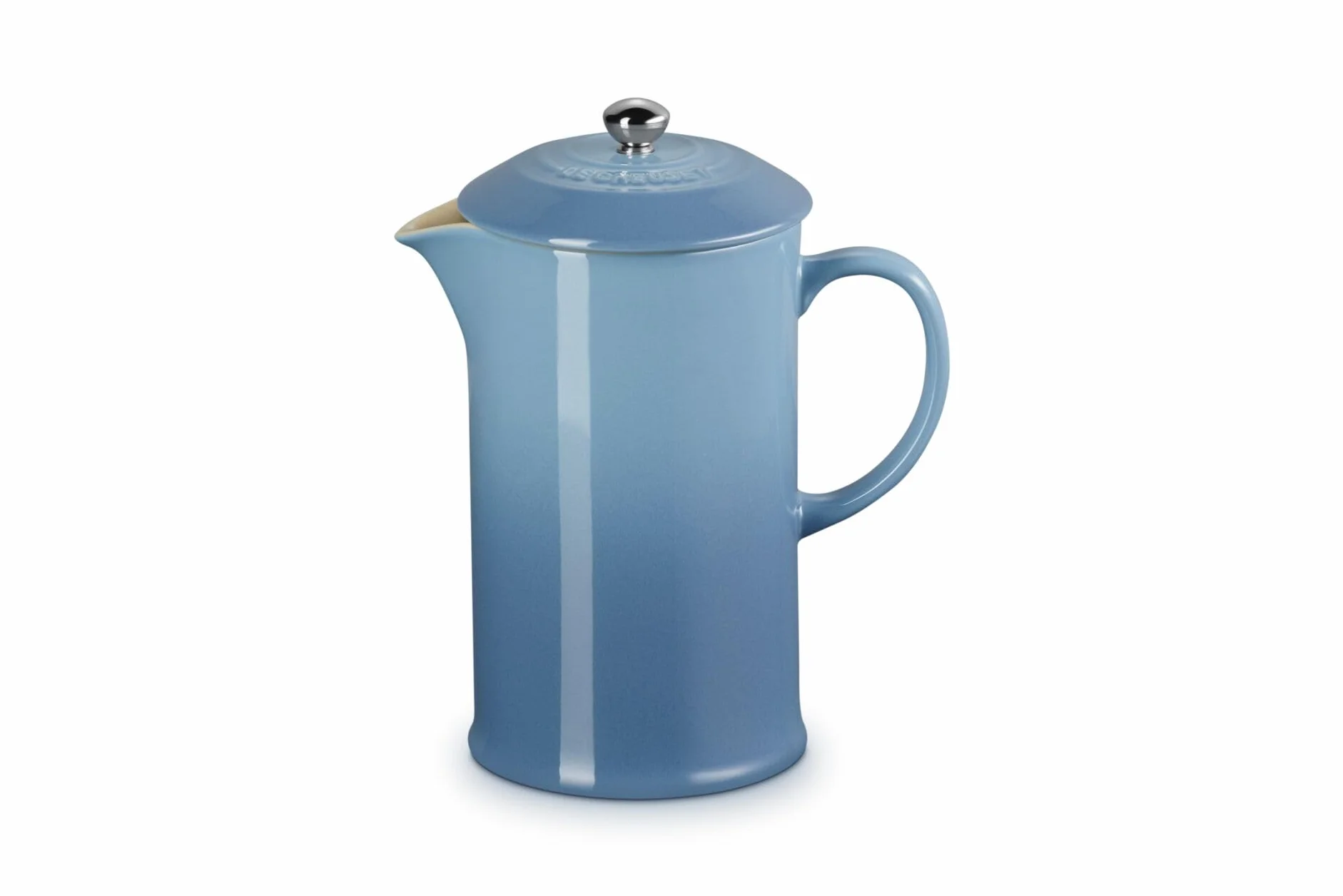 Le Creuset Zaparzacz do kawy/French Press z wkładem ze stali nierdzewnej, 800 ml, kamionka, Chambray, 60706084340003