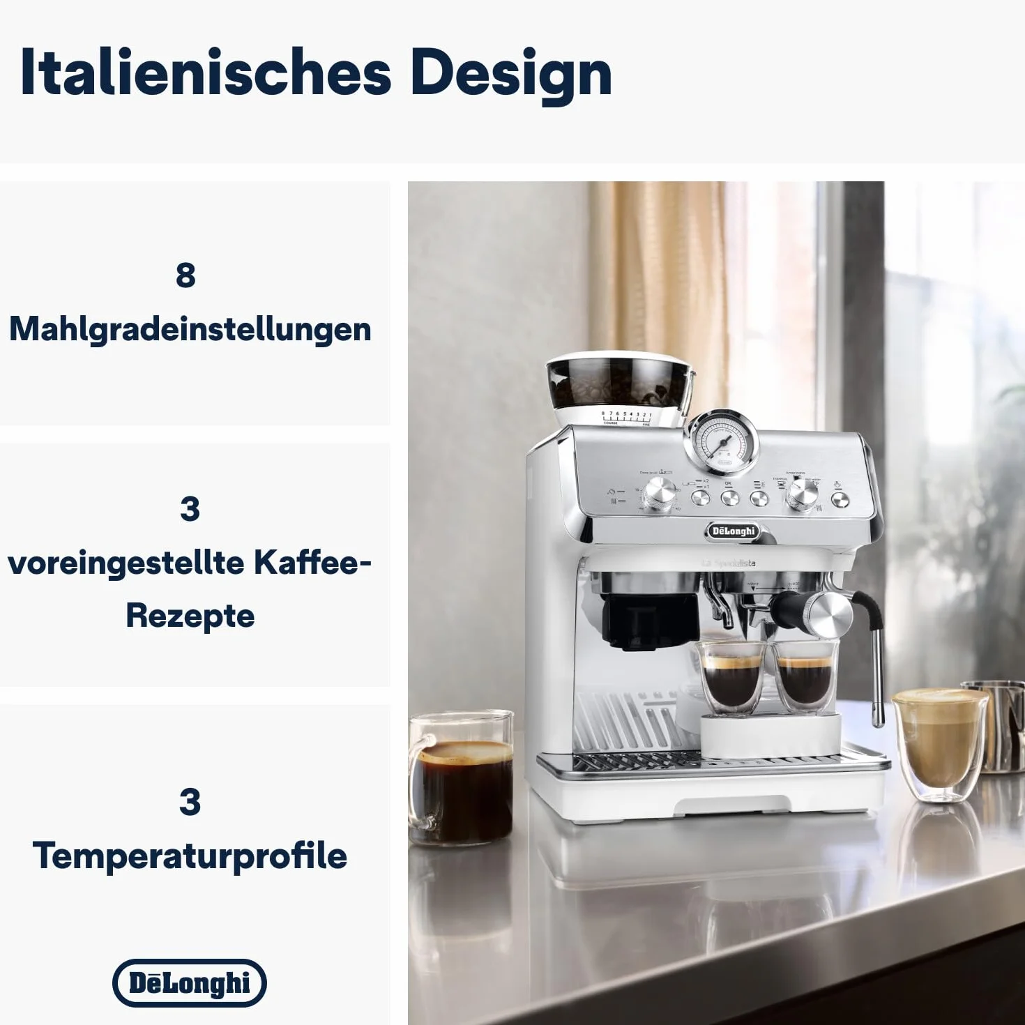 De'Longhi La Specialista Arte Ekspres do Kawy 1550W 240V Biały Srebrny