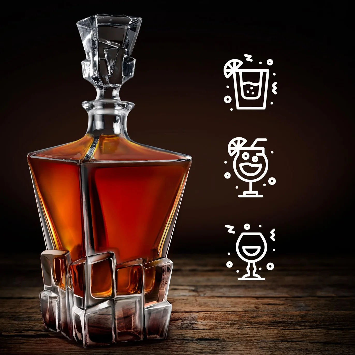 Maverton Zestaw do Whisky – Karafka 950 ml + 2 Szklanki 250 ml - Prezent dla Mężczyzny z Klasą - Szkło Premium do Whisky - Na Rocznicę, Święta, Dzień Ojca