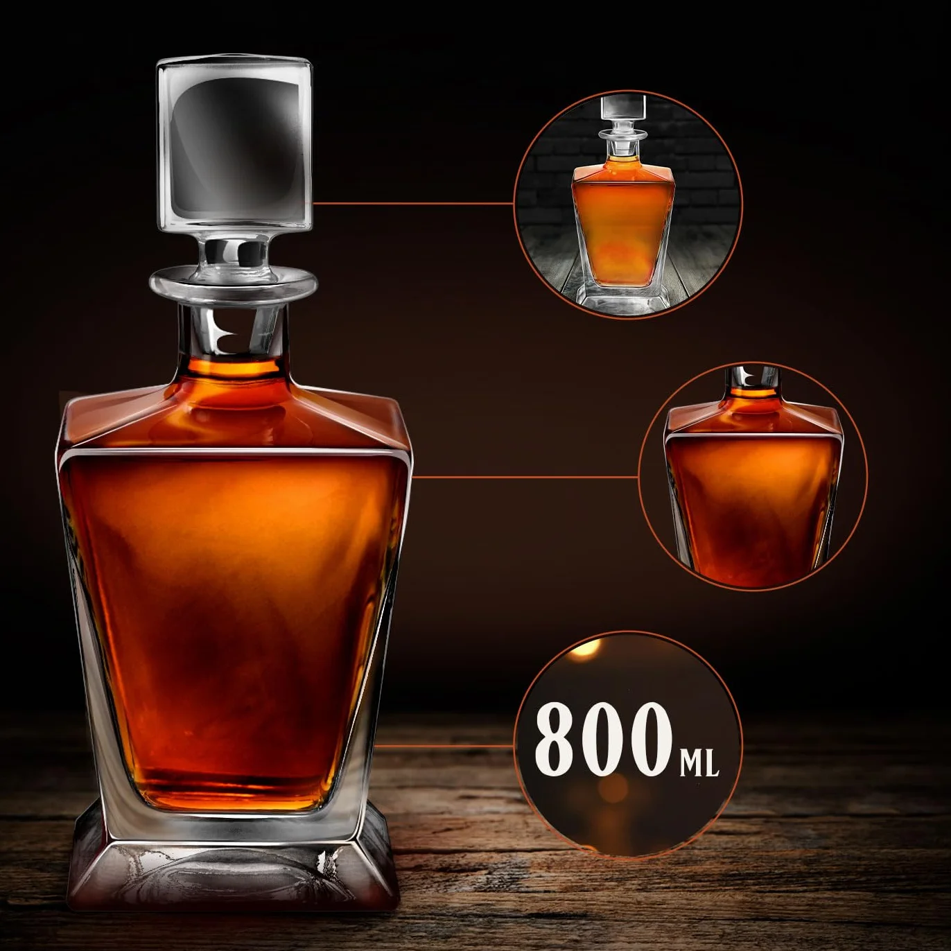 Maverton Zestaw do Whisky – Karafka 800 ml + 6 Szklanek 250 ml - Ekskluzywny Prezent dla Mężczyzny - Szkło Premium na Alkohol - Urodziny, Dzień Ojca, Rocznica