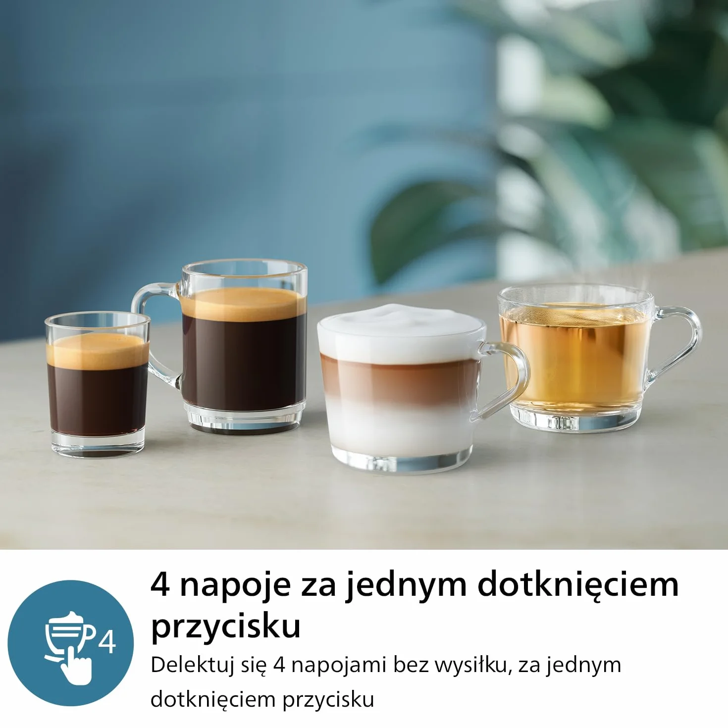 Philips Seria 2300 W Pełni Automatyczny Ekspres Do Kawy – 4 Napoje, Nowoczesny, kolorowy ekran dotykowy, LatteGo, SilentBrew, Ceramiczny Młynek, Filtr AquaClean, Kolor Biały Chrom (EP2333/40)