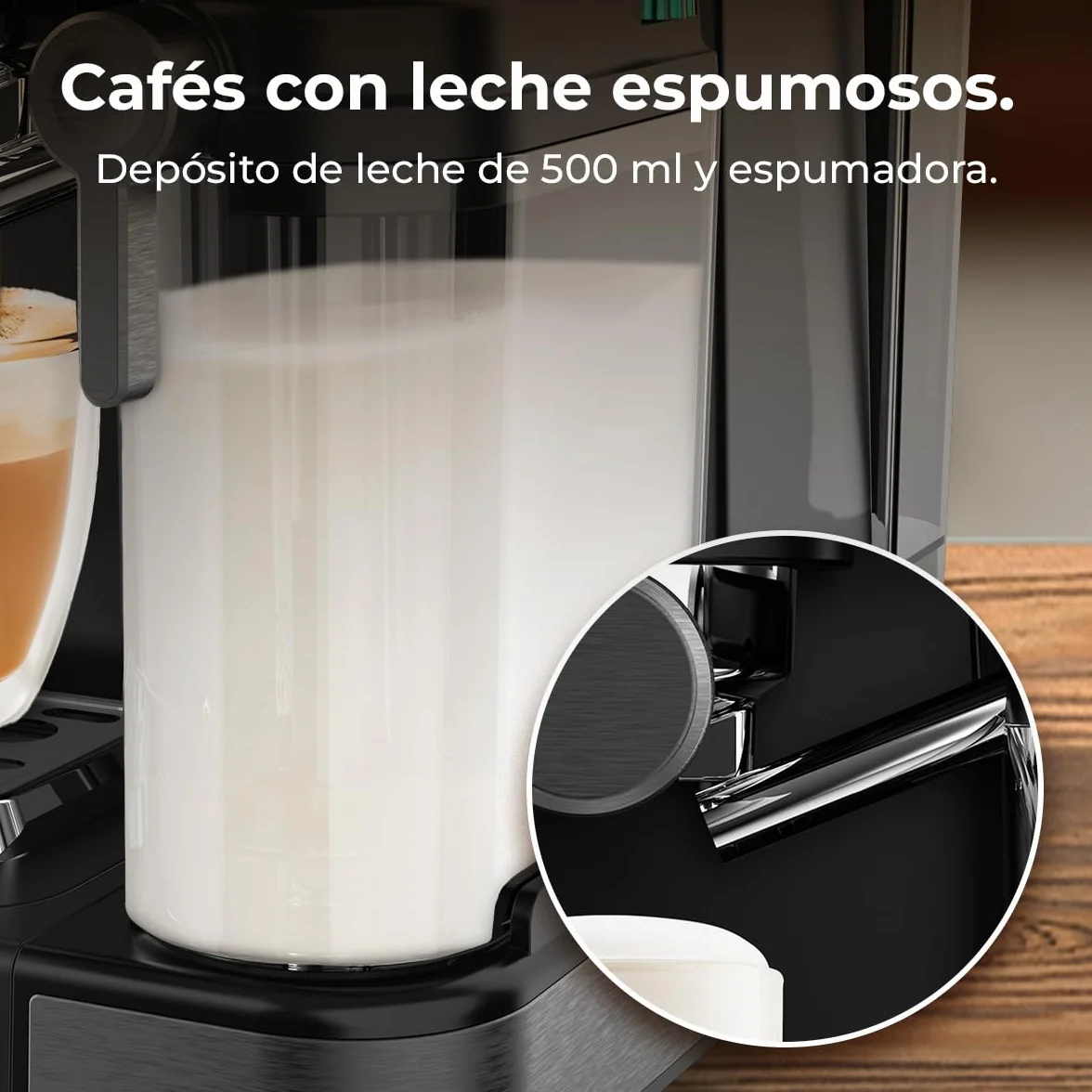 Cecotec Ekspresy do kawy półautomatyczne Power Espresso Touch ColdBrew Latte. 1350 W, 20 barów, zimny, hartowany lub gorący, ekran dotykowy, zbiornik na wodę 1,5 l, zbiornik na mleko, podwójne ramię
