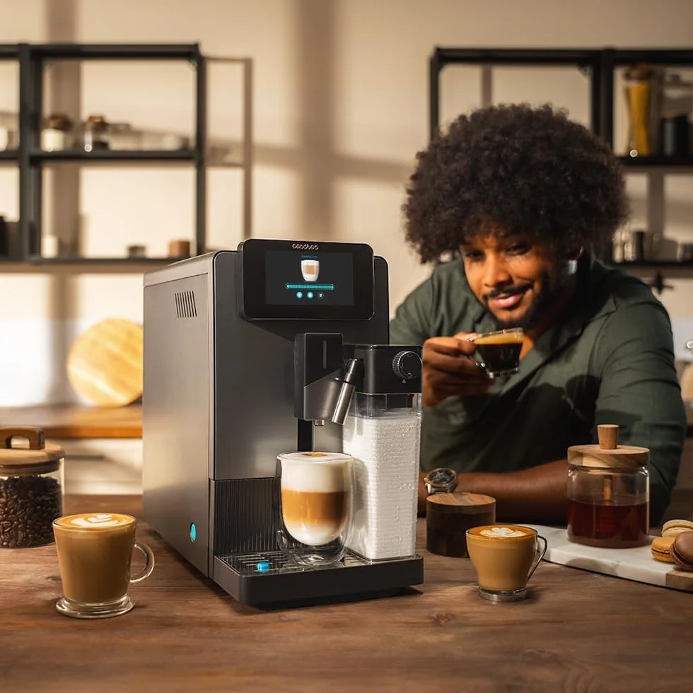 Cecotec Super automatyczny ekspres do kawy Cremmaet Latte Touch 19 barów, Thermoblock, 12 napojów, 4 profile, woda 1,1 l i mleko 400 ml, wyświetlacz TFT, młynek stożkowy, automatyczne czyszczenie