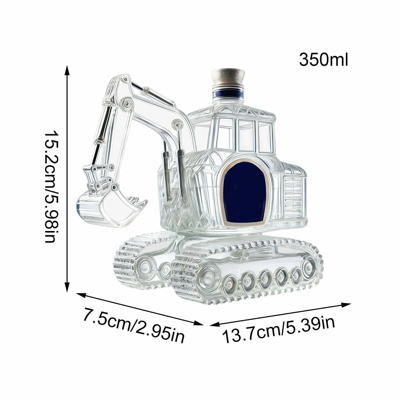 Koparka karafka do whisky, szklany nalewak do alkoholu do wzmacniania barów, borokrzemian z hermetycznym korkiem, dozownik napojów do ciężkich maszyn, unikalna statuetka konstrukcyjna, prezent dla