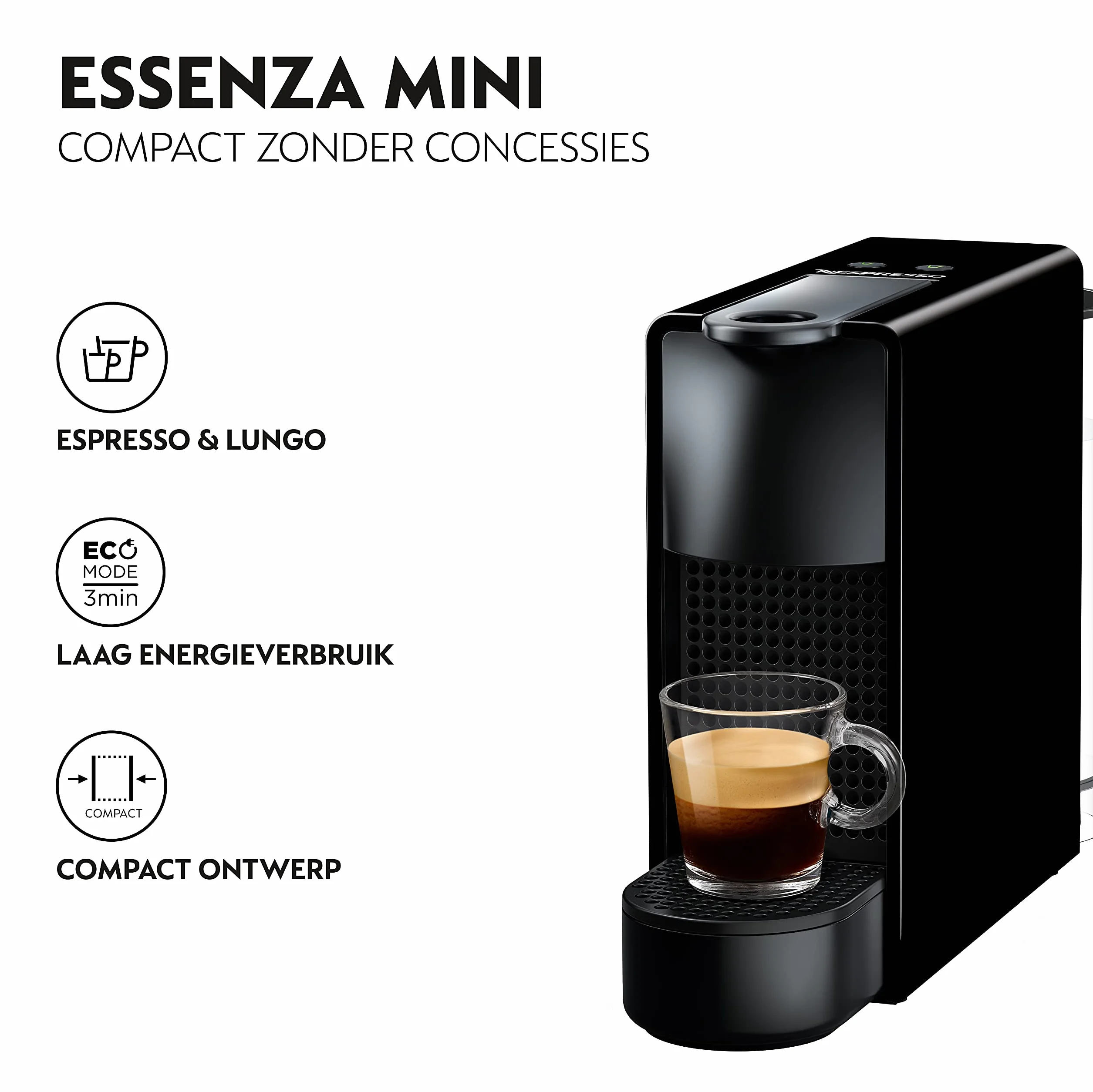 Nespresso Essenza Mini Ekspres do Kawy, Czarny, 1200.0W 230.0V
