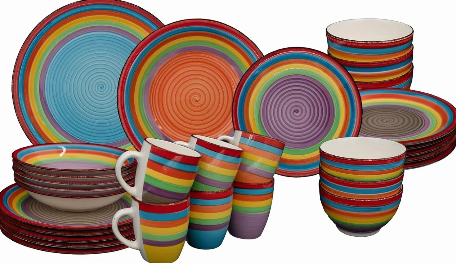 Zestaw 6 miseczek na musli, ceramiczne miseczki 600 ml, miski do sałatek, zupy, musli i zupy, miseczki na przekąski, musli, orzechy, lody, chipsy i inne przekąski, zestaw kolorowych misek (Ibiza)