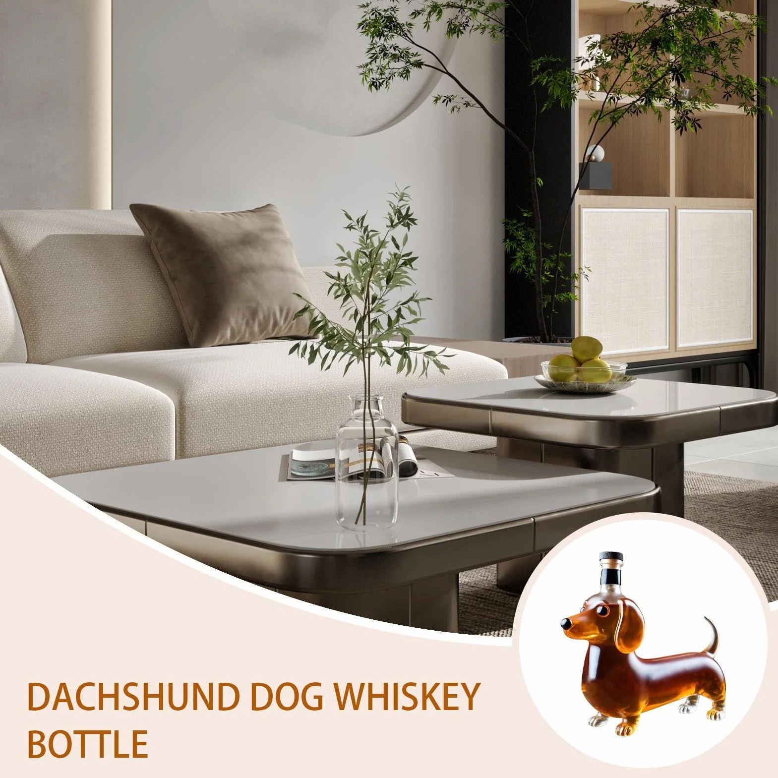 Zabawna butelka whisky – zestawy upominkowe do whisky dla mężczyzn | szklana karafka w kształcie jamnika statuetka zwierzę karafka ozdoba, elegancka półka ekspozycyjna do jadalni, restauracji