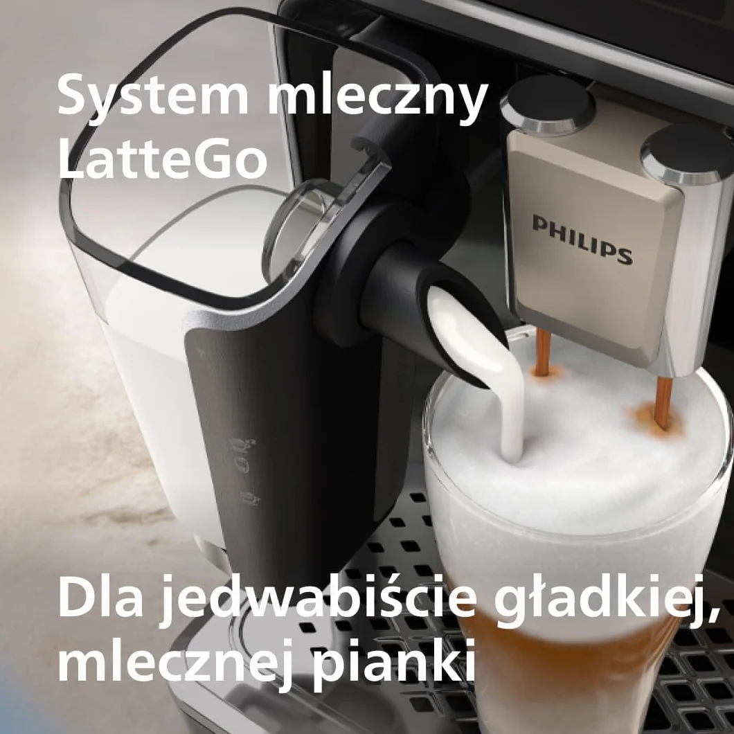 Philips w Pełni Automatyczny Ekspres do Kawy z Serii 5500-20 Kaw Gorących i Mrożonych, Szybki w Czyszczeniu System Mleczny LatteGo, Technologia SilentBrew, QuickStart Czarno-Srebrny (EP5546/70)