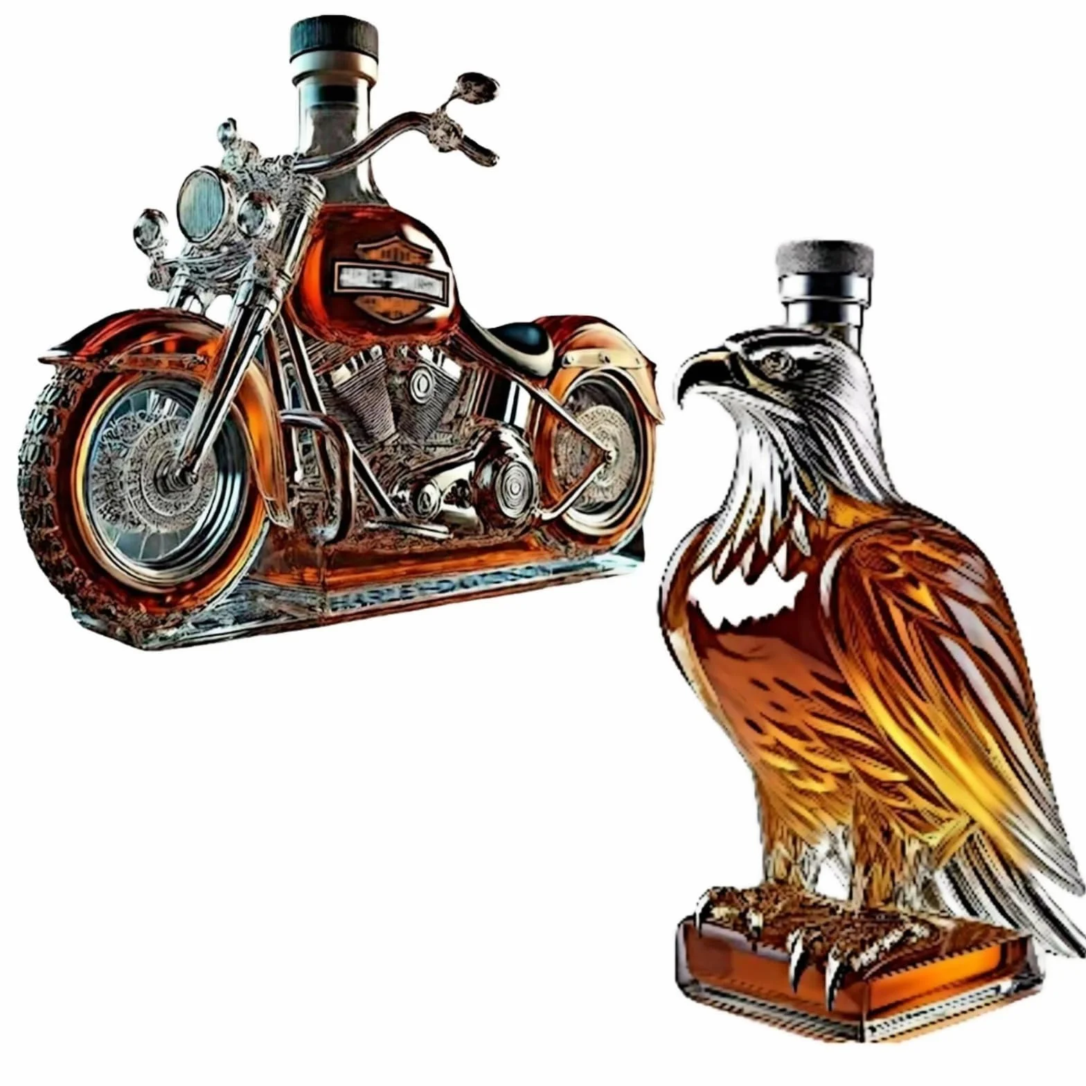 V-Twin Reserve karafka do whisky, motocyklowa butelka na whisky, butelka do whisky w kształcie orła, grawerowanie 300 ml, nadaje się do baru, stołu, kuchni