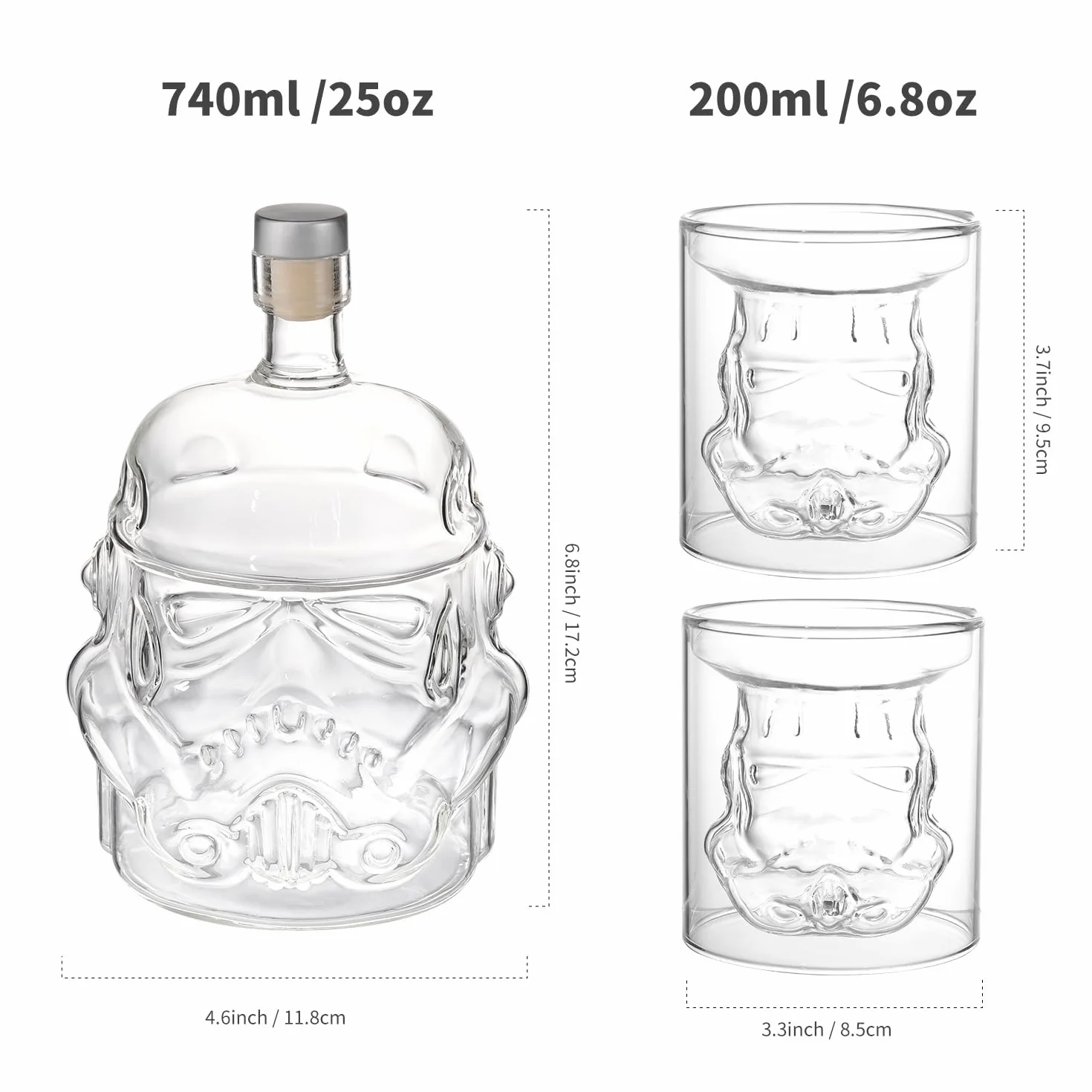 PIPITA Zestaw karafki do whisky z 2 szklankami 3D do whisky i brelokiem do otwieracza do butelek, do wódki, burbona, szkockiej i ginu, karafka do butelki do whisky 750 ml, szklanki 150 ml, prezent