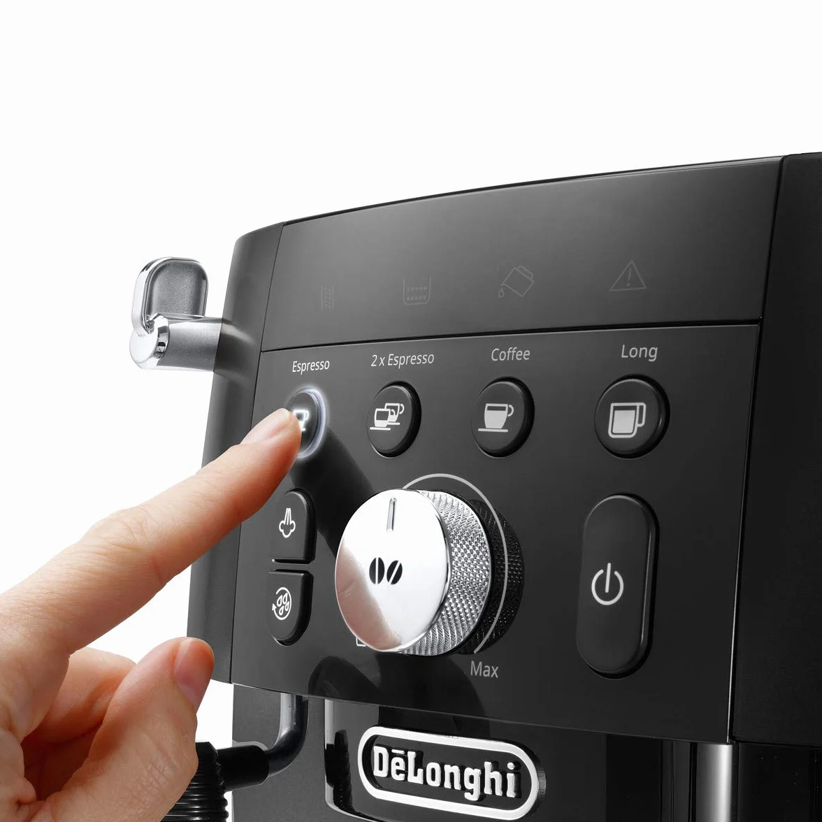 De'Longhi Magnifica S Smart ECAM 230.13.B Automatyczny ekspres do kawy z dyszą do spieniania mleka, do cappuccino, espresso i long, przyciski bezpośredniego wyboru i pokrętło, 2 filiżanki, czarny