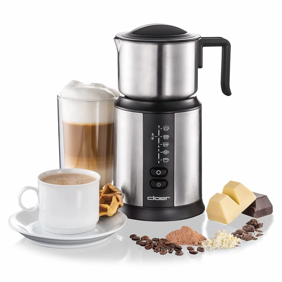 Cloer 7789 Indukcyjny spieniacz do mleka XL800, 600 ml mlecznej pianki, 500 W
