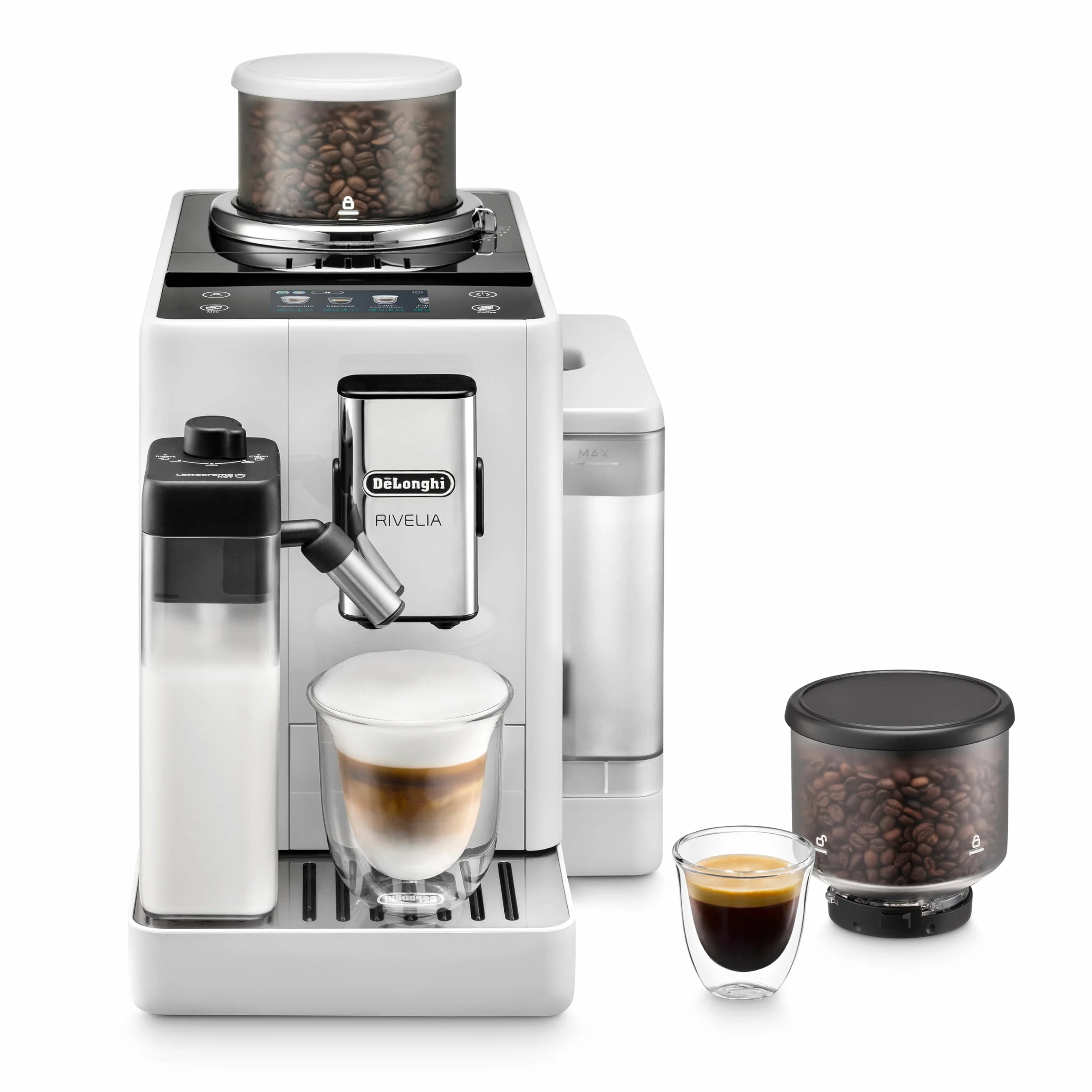 De'Longhi Rivelia EXAM440.55.W superautomatyczny ekspres do kawy z LatteCrema Hot, arktyczna biel