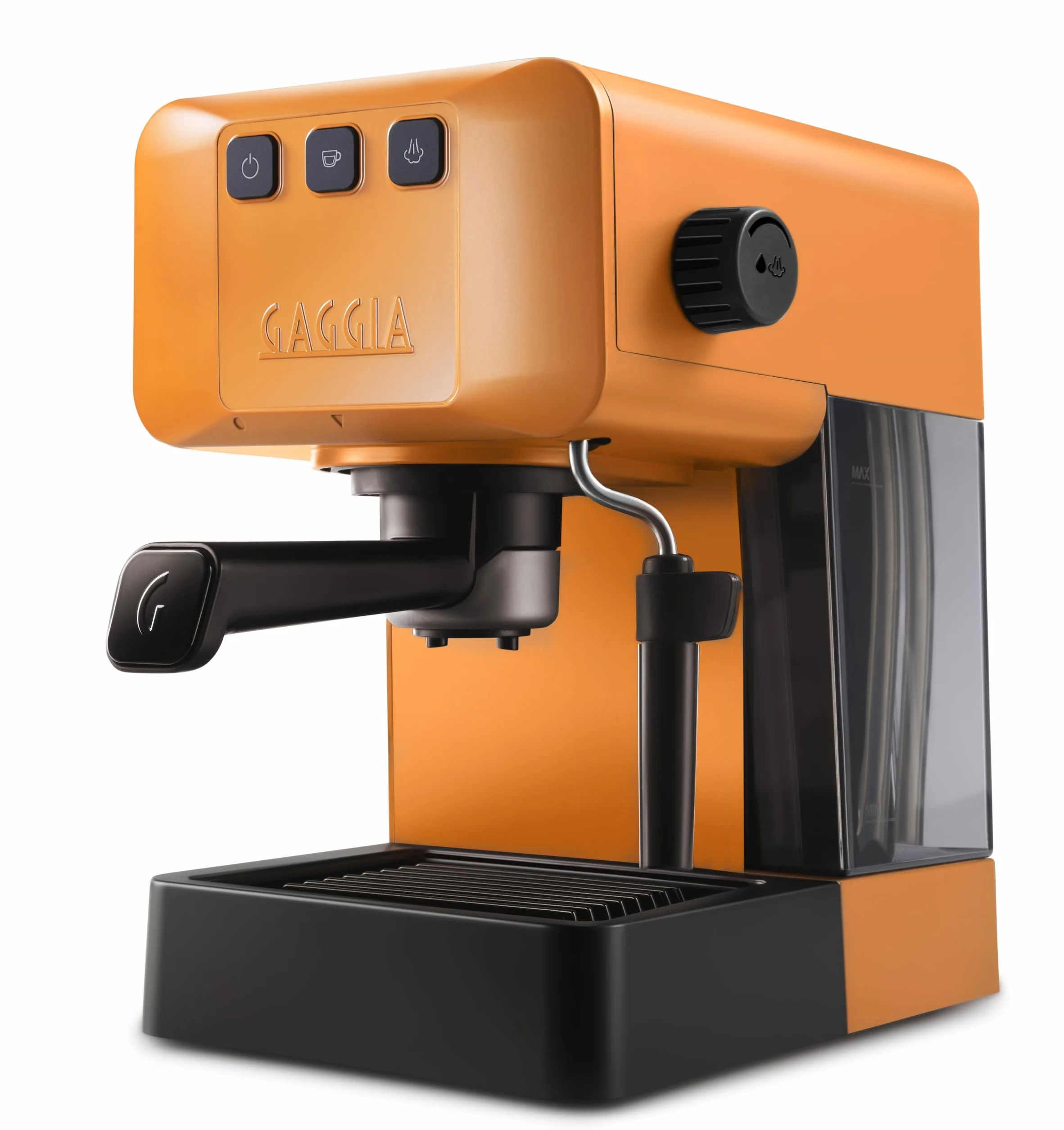 Gaggia EG2109 ORANGE Ręczny ekspres do kawy Espresso, mielona lub gofrowa, system POD do kremowego espresso z kapsułkami, automatyczna wstępna infuzja, 15 bar, nowy model 2023, 100% Made in Italy