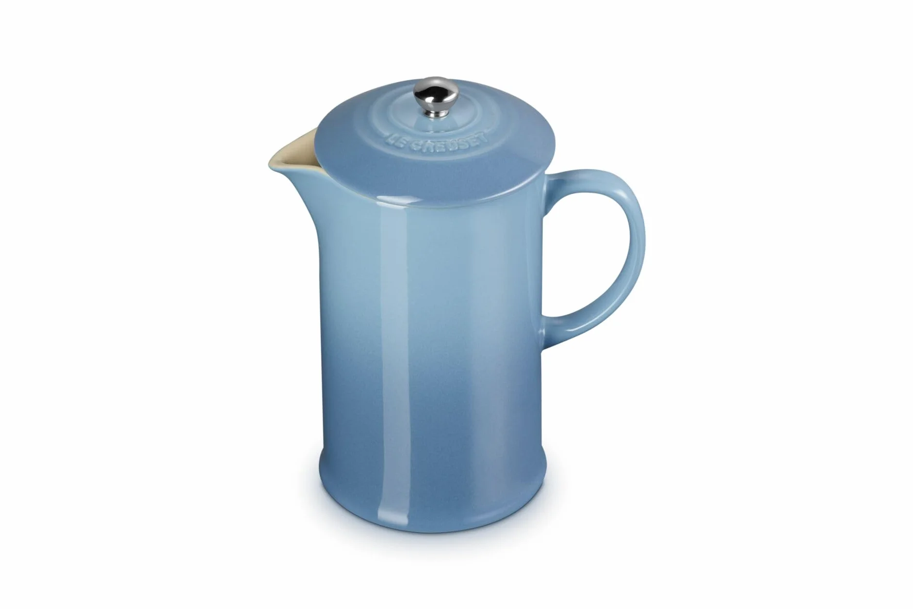 Le Creuset Zaparzacz do kawy/French Press z wkładem ze stali nierdzewnej, 800 ml, kamionka, Chambray, 60706084340003