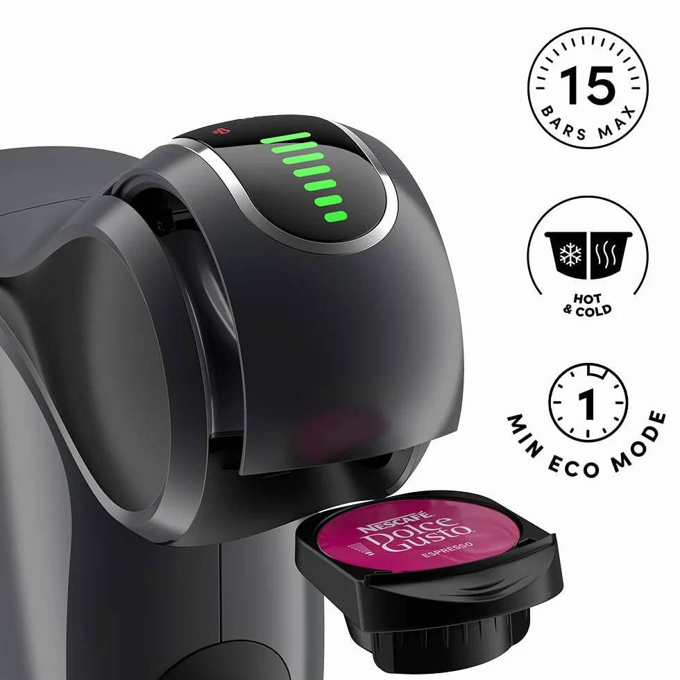 De'Longhi Nescafé Dolce Gusto, Genio S Touch EDG426.GY, ekspres do kawy na kapsułki, espresso, cappuccino, latte i inne, łupkowo-szary