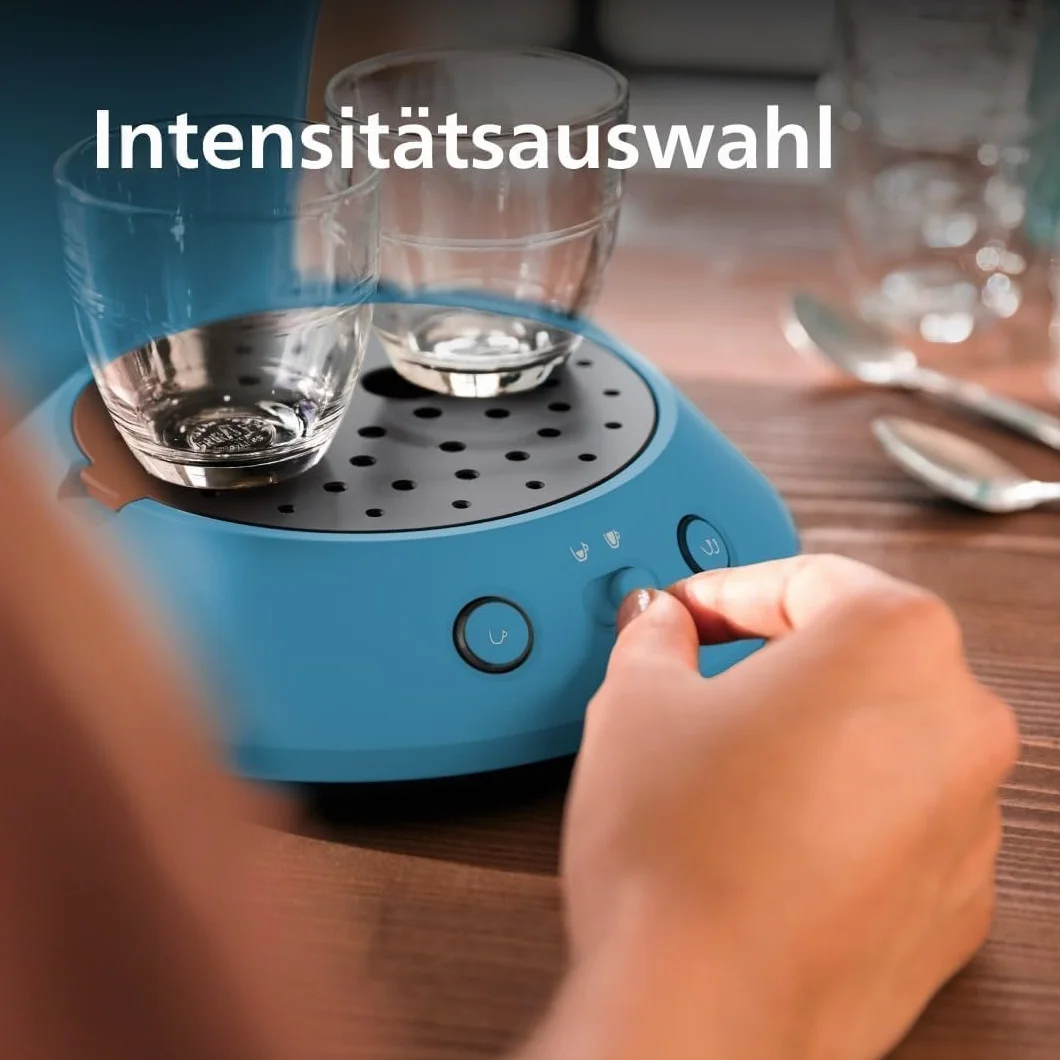 Senseo Original Plus CSA210/00 ekspres do kawy (wybór siły kawy, technologia wzmocnienia kawy, tworzywo sztuczne z recyklingu), niebieski Pavone
