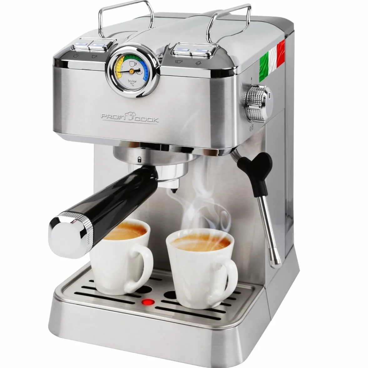 ProfiCook® ekspres do kawy, portafiltr, włoska profesjonalna pompa do espresso, 20 barów, do kawy w proszku i kapsułek kompatybilnych z Nespresso, portafilter do ekspresu do kawy, PC ES 1267