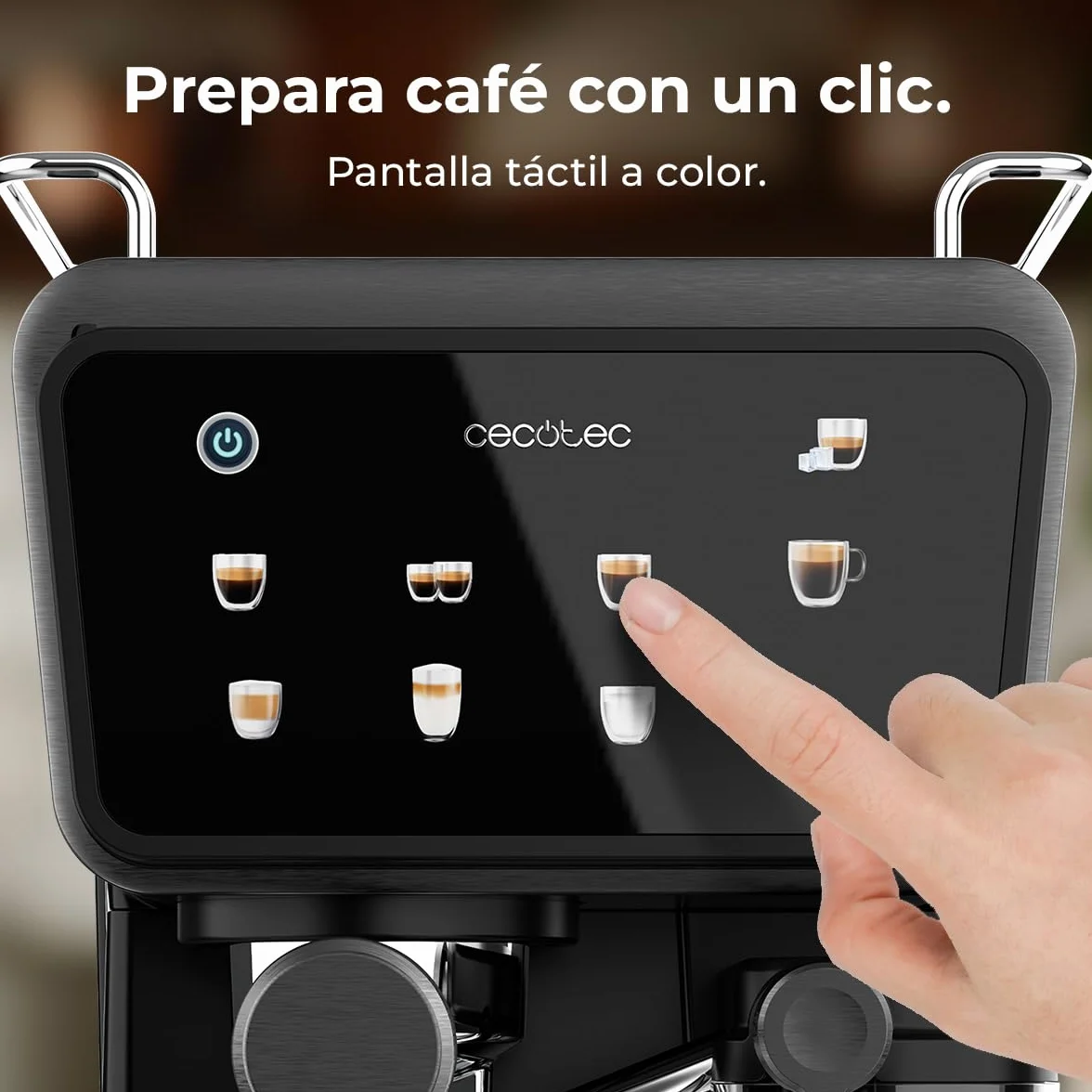 Cecotec Ekspresy do kawy półautomatyczne Power Espresso Touch ColdBrew Latte. 1350 W, 20 barów, zimny, hartowany lub gorący, ekran dotykowy, zbiornik na wodę 1,5 l, zbiornik na mleko, podwójne ramię