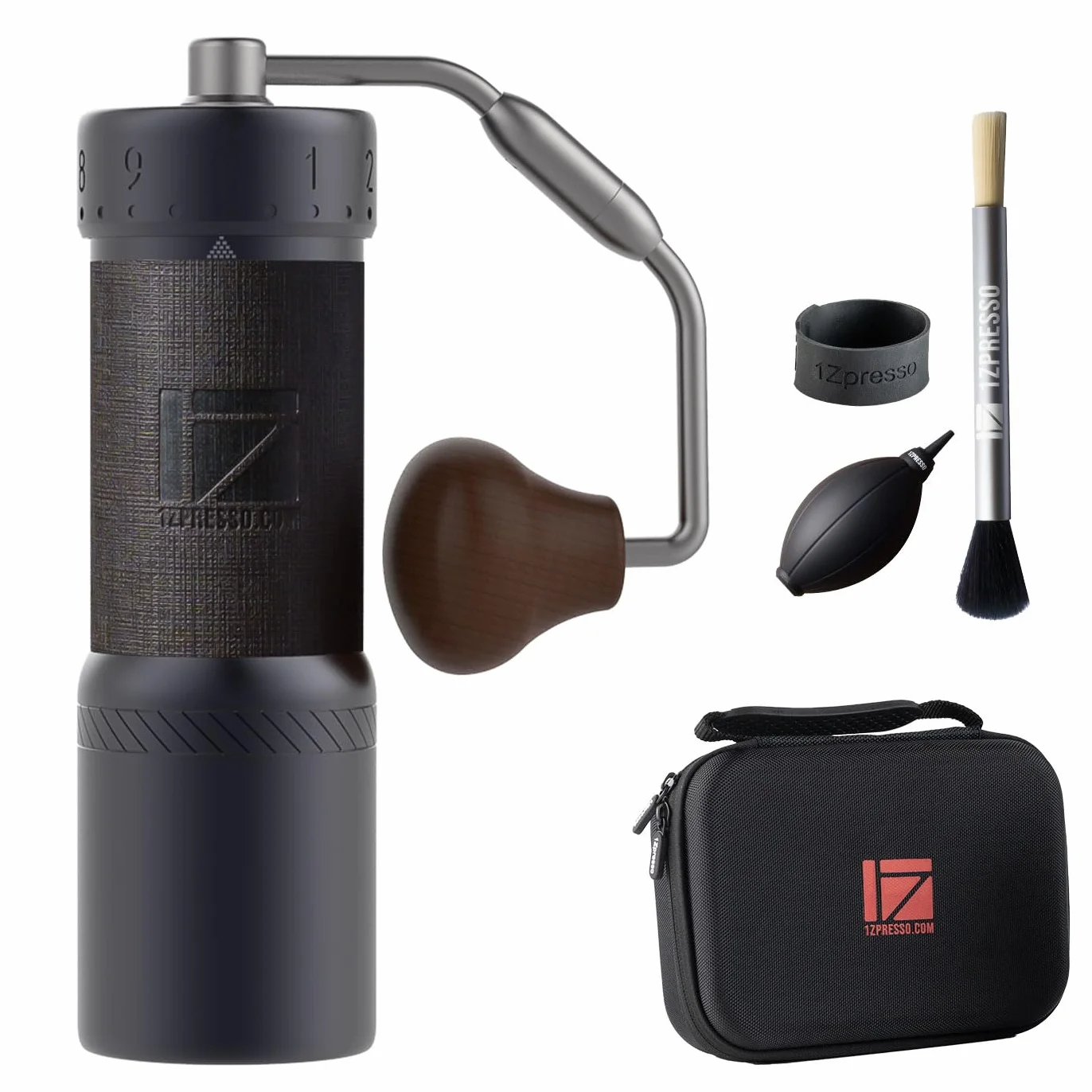 1Zpresso J-Ultra ręczny młynek do kawy z żelaza, stożkowo-szary, składany uchwyt, kubek z zamknięciem magnetycznym 40 g, precyzyjna regulacja numeryczna, szybsza wydajność mielenia, idealny do