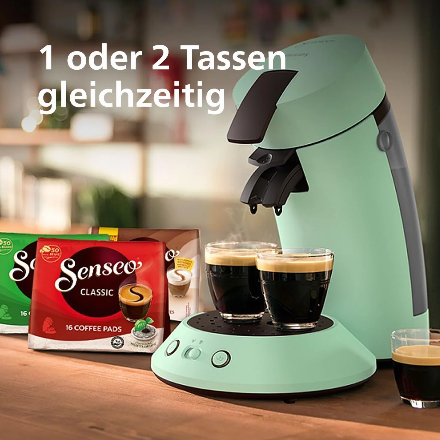 Senseo Original Plus CSA210/80 ekspres do kawy (wybór siły kawy, technologia wzmocnienia kawy, tworzywo sztuczne z recyklingu), pustynny zielony