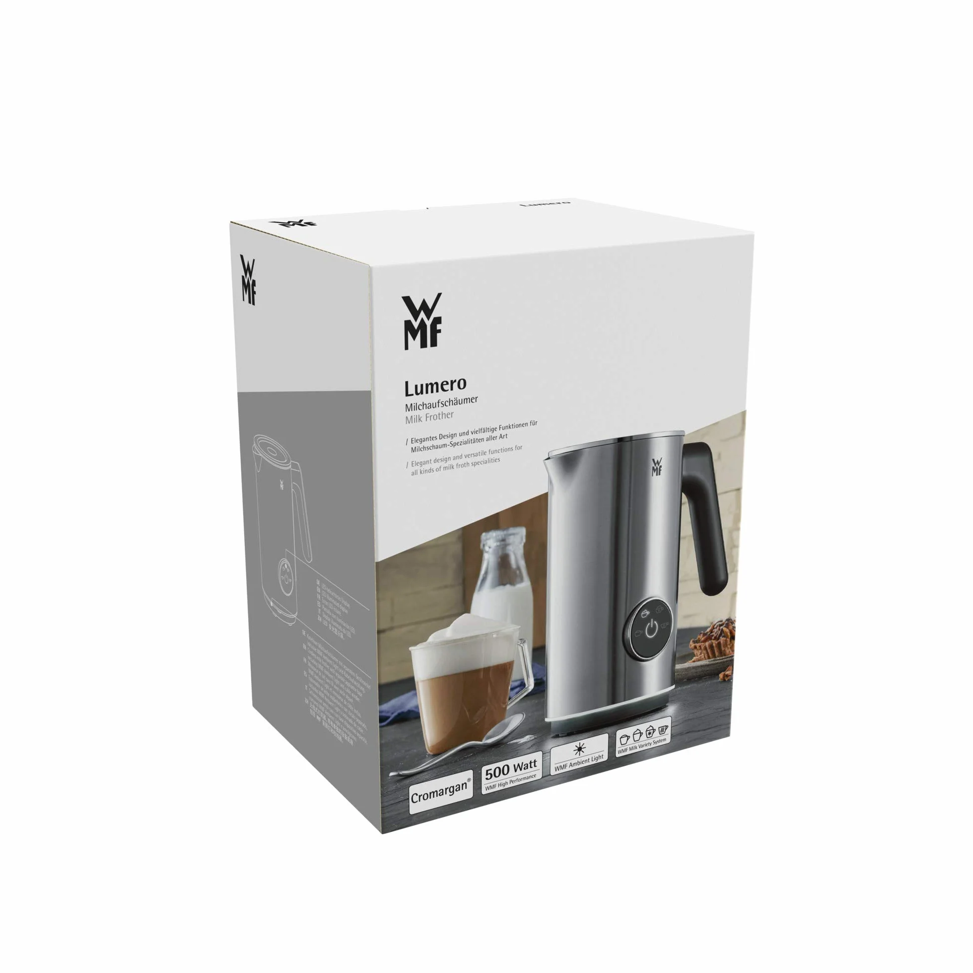 WMF Lumero Elektryczny Spieniacz do Mleka 500 W 100-250 ml Stal Nierdzewna