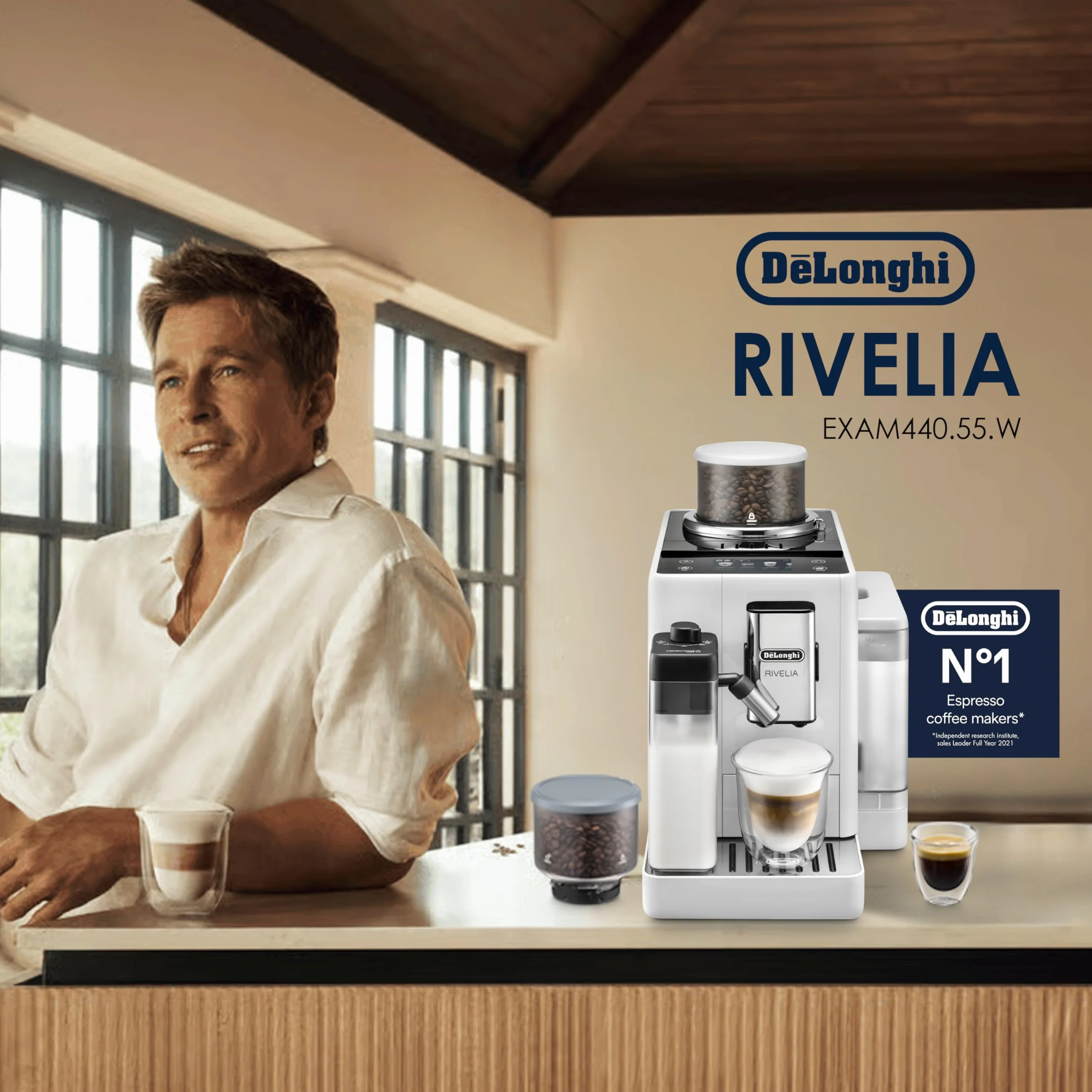 De'Longhi Rivelia EXAM440.55.W superautomatyczny ekspres do kawy z LatteCrema Hot, arktyczna biel