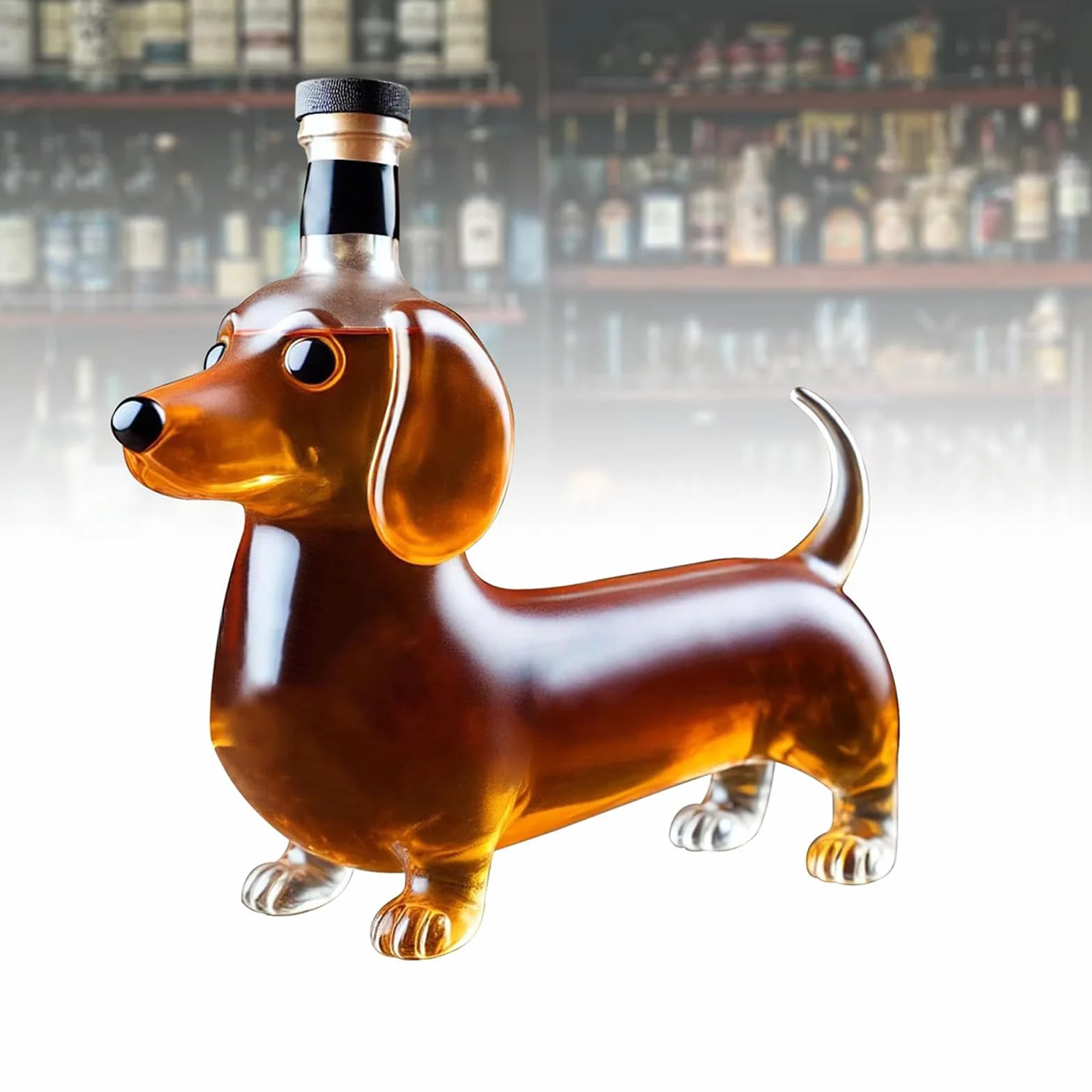 Zabawna butelka whisky – zestawy upominkowe do whisky dla mężczyzn | szklana karafka w kształcie jamnika statuetka zwierzę karafka ozdoba, elegancka półka ekspozycyjna do jadalni, restauracji