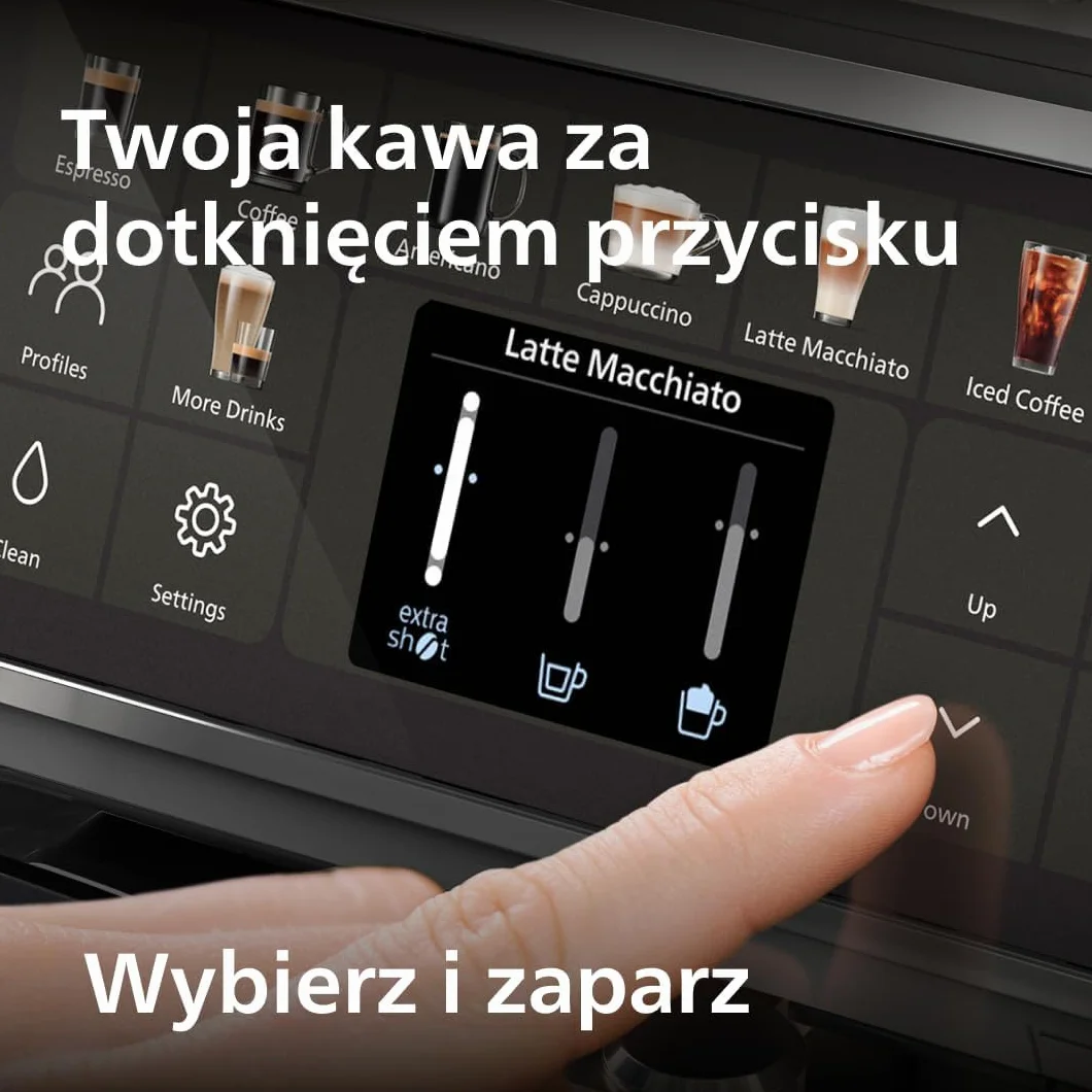 Philips w Pełni Automatyczny Ekspres do Kawy z Serii 5500-20 Kaw Gorących i Mrożonych, Szybki w Czyszczeniu System Mleczny LatteGo, Technologia SilentBrew, QuickStart Czarno-Srebrny (EP5546/70)
