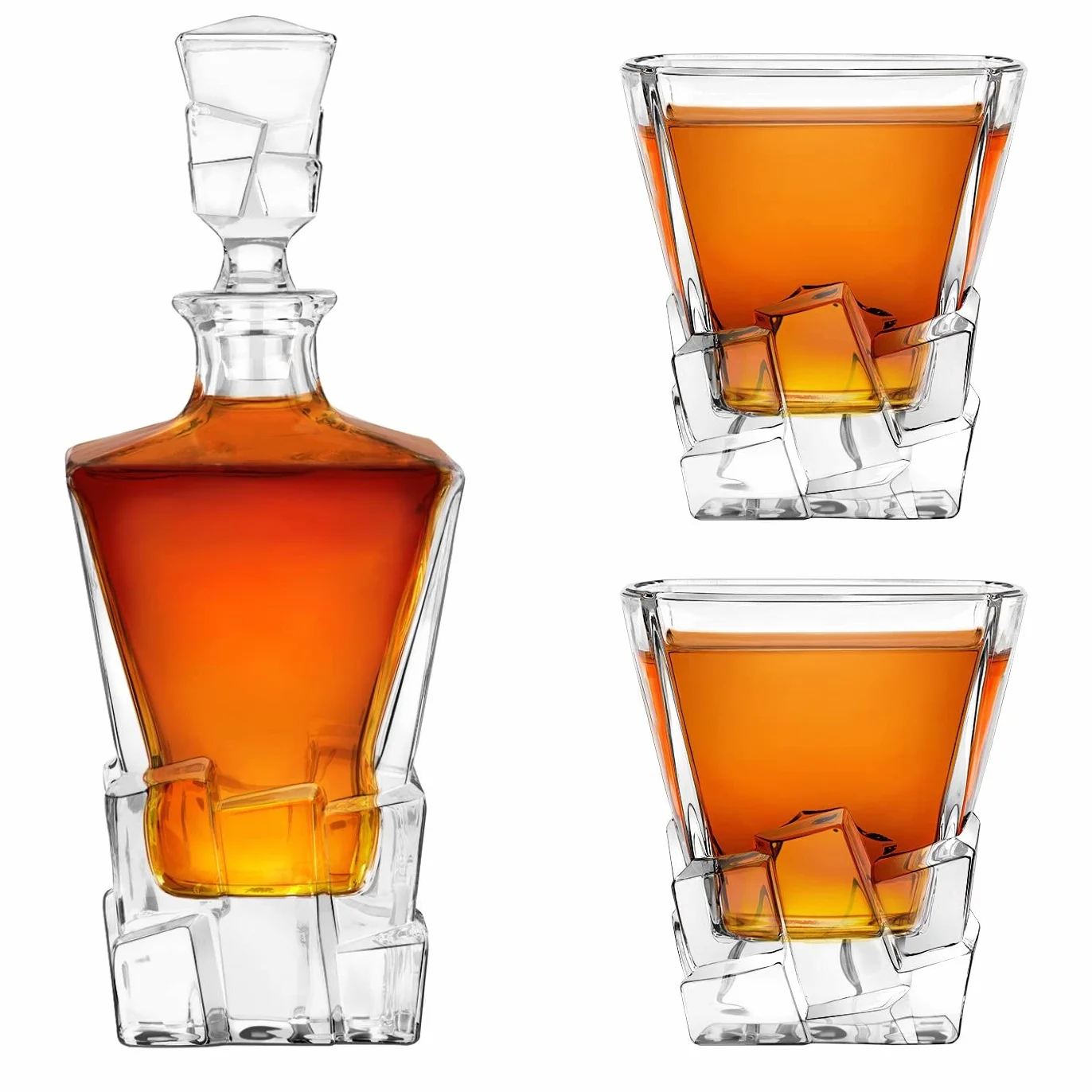 Maverton Zestaw do Whisky – Karafka 950 ml + 2 Szklanki 250 ml - Prezent dla Mężczyzny z Klasą - Szkło Premium do Whisky - Na Rocznicę, Święta, Dzień Ojca
