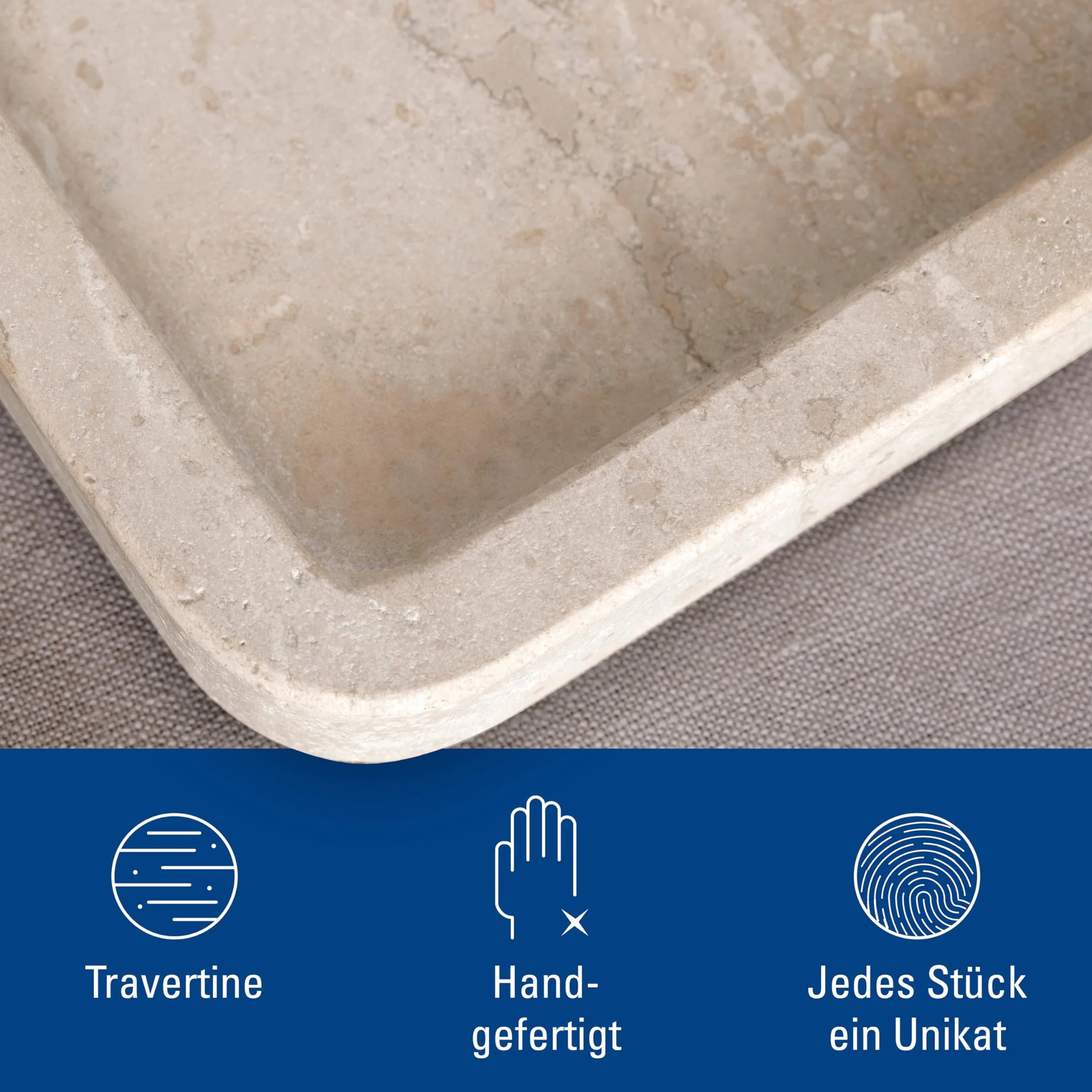 Villeroy & Boch – Manufacture Travertine półmisek do serwowania duży beżowy, praca ręczna, duża taca z naturalnego kamienia w odcieniach piasku, talerz kamień, naczynia, trawertyn