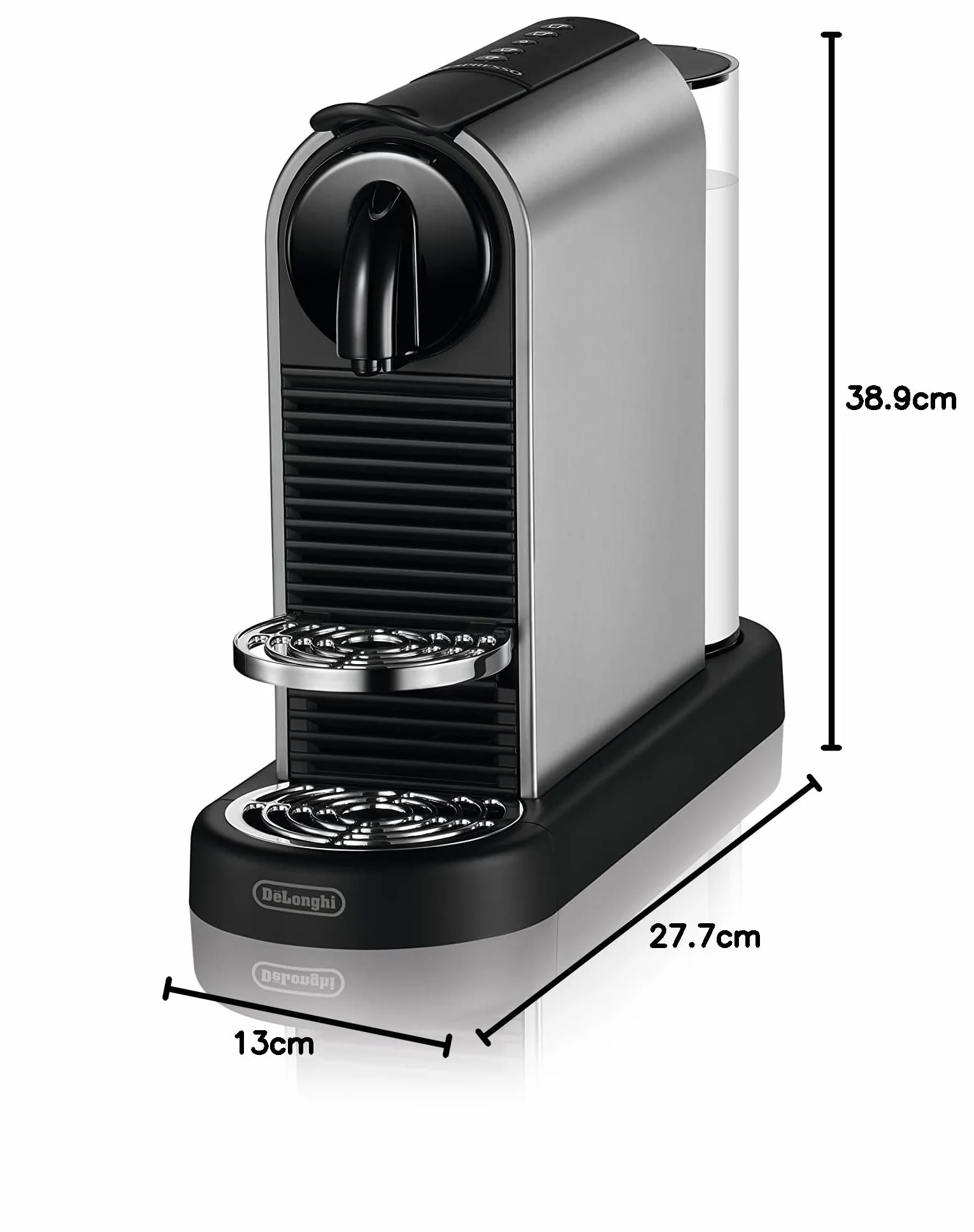 De'Longhi Nespresso CitiZ Platinum EN220.T, ekspres do kawy na kapsułki, ekspres do kawy na kapsułki pojedyncze, 4 rozmiary kubków, 19 barów ciśnieniowych, 1260 W, Titan