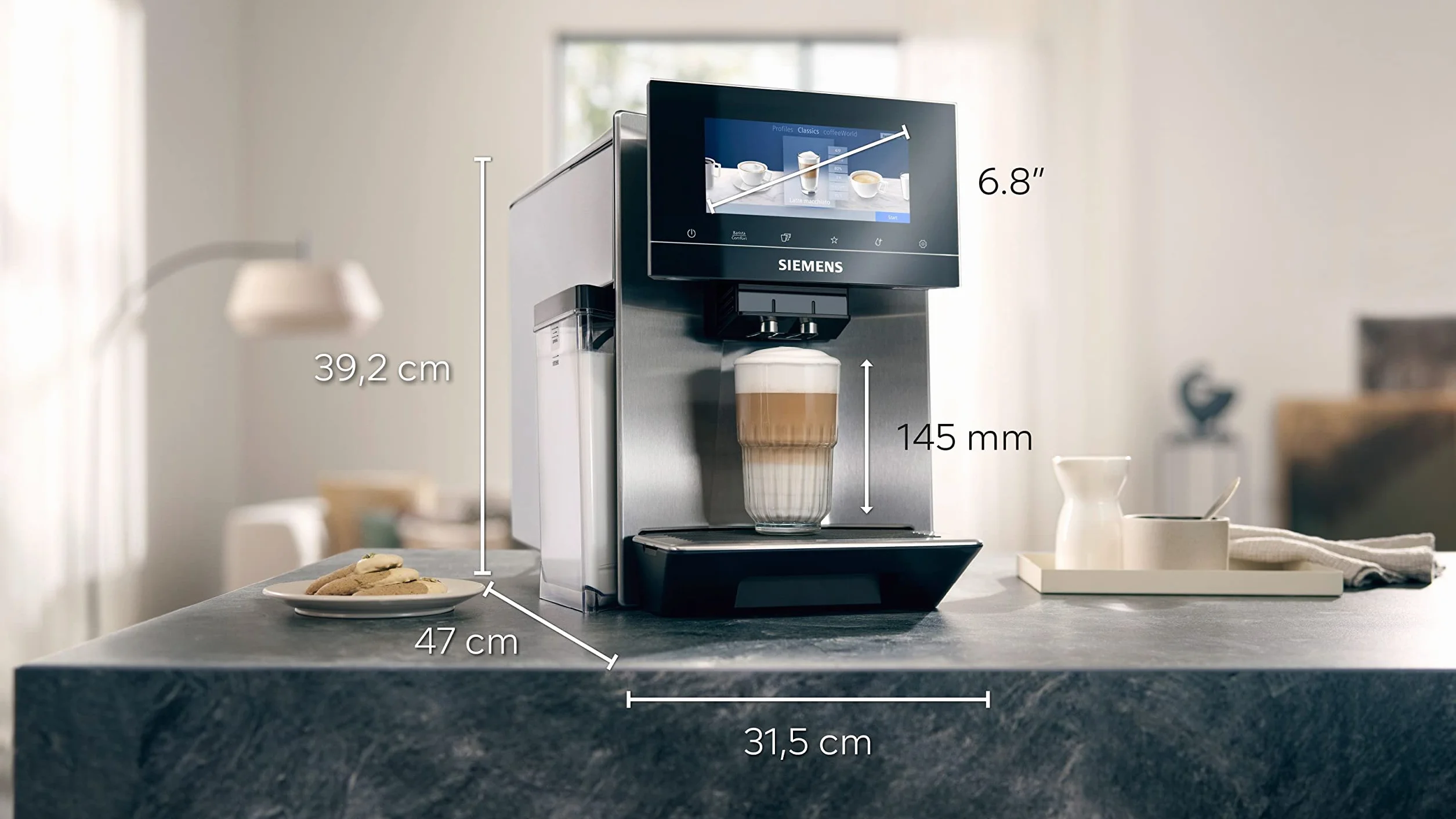 SIEMENS Ekspres do Kawy EQ900 TQ903R03 Stal Nierdzewna 6,8" Wyświetlacz Dotykowy Home Connect