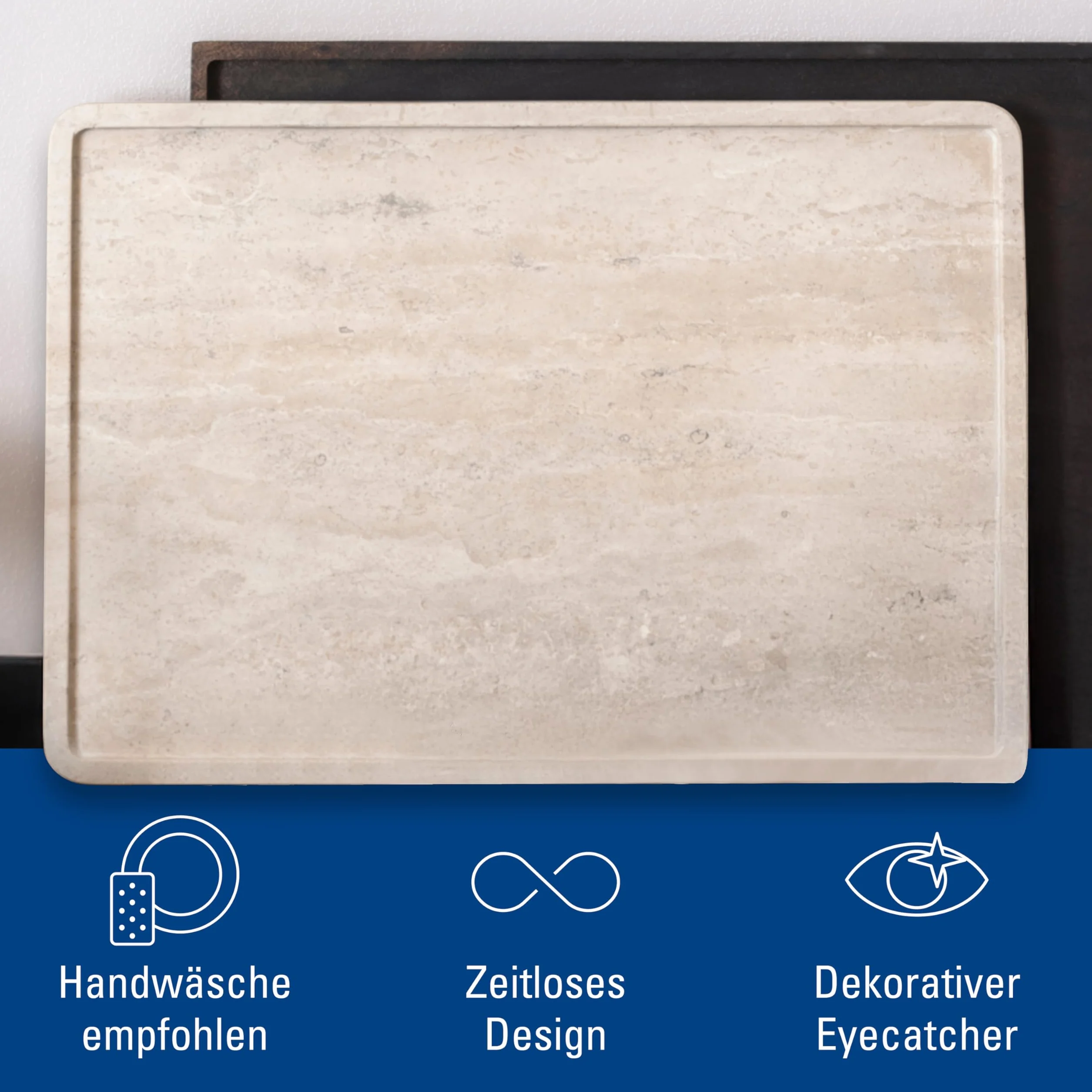 Villeroy & Boch – Manufacture Travertine półmisek do serwowania duży beżowy, praca ręczna, duża taca z naturalnego kamienia w odcieniach piasku, talerz kamień, naczynia, trawertyn