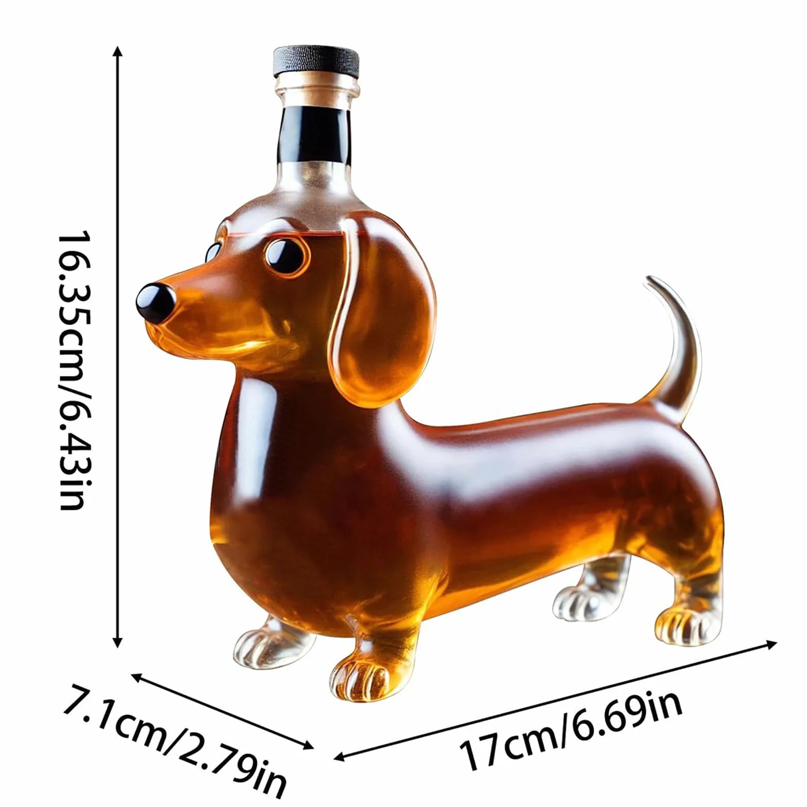 Zabawna butelka whisky – zestawy upominkowe do whisky dla mężczyzn | szklana karafka w kształcie jamnika statuetka zwierzę karafka ozdoba, elegancka półka ekspozycyjna do jadalni, restauracji