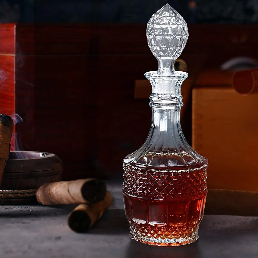 Skelang Karafka do whisky, szklana butelka karafka, karafka alkoholowa do whisky, brandy, wódki, pojemność 800 ml