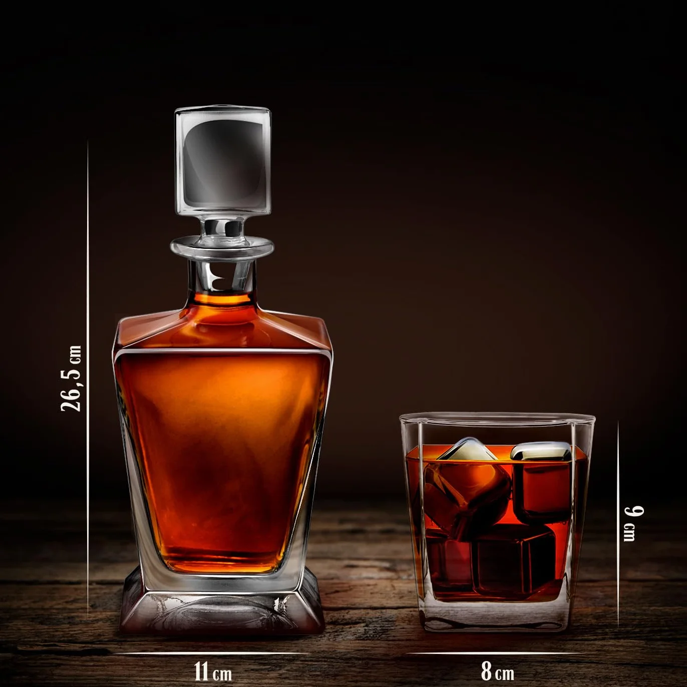 Maverton Zestaw do Whisky – Karafka 800 ml + 6 Szklanek 250 ml - Ekskluzywny Prezent dla Mężczyzny - Szkło Premium na Alkohol - Urodziny, Dzień Ojca, Rocznica