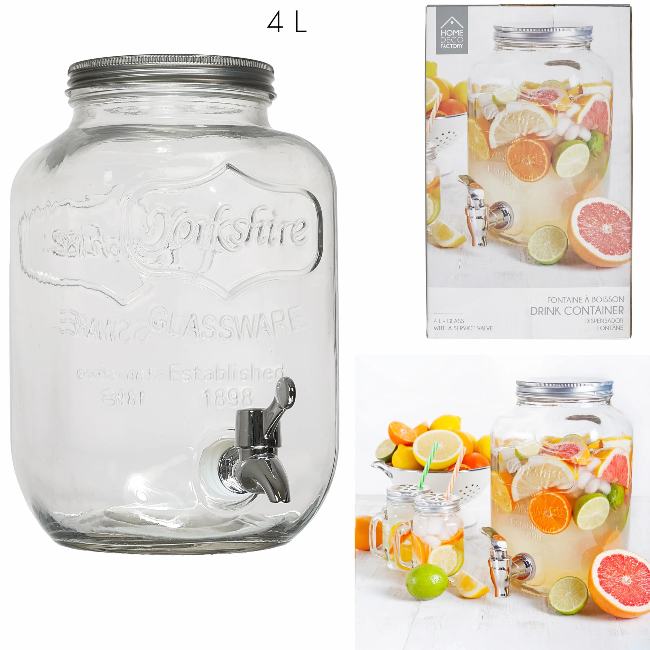 Saveur et Degustation KV7169 FONTAINE GLASS DRINK 4l, bezbarwny, 15 x 15 x 25,5 cm