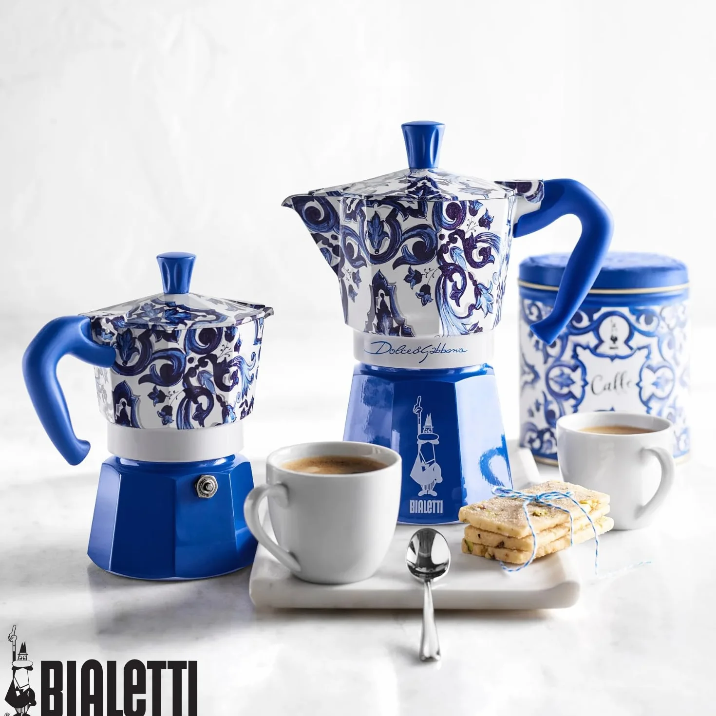Bialetti Dolce & Gabbana Mocha Express Blue Mediterraneo na 3 filiżanki, Direct Fire (ekspres do kawy, ekspres do espresso)