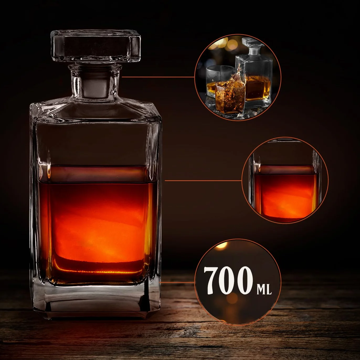 Maverton Karafka do Whisky – 700 ml - Nowoczesny Prezent dla Mężczyzny - Szkło Premium na Alkohol - Elegancki Design - Urodziny, Dzień Ojca, Rocznica