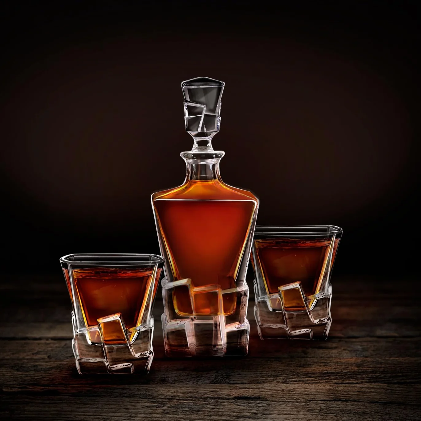 Maverton Zestaw do Whisky – Karafka 950 ml + 2 Szklanki 250 ml - Prezent dla Mężczyzny z Klasą - Szkło Premium do Whisky - Na Rocznicę, Święta, Dzień Ojca