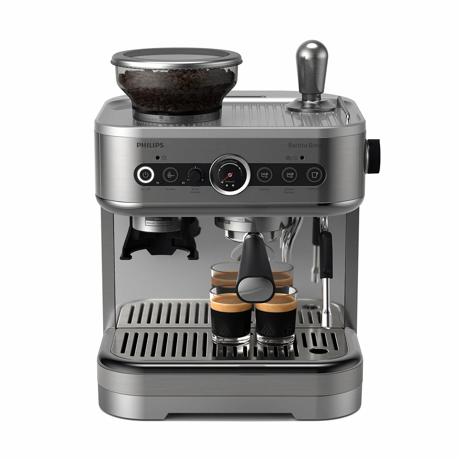 Philips Barista Brew Półautomatyczny Ekspres do Kawy Espresso Americano, Pojemnik 250g, Srebrny (PSA3218/01)
