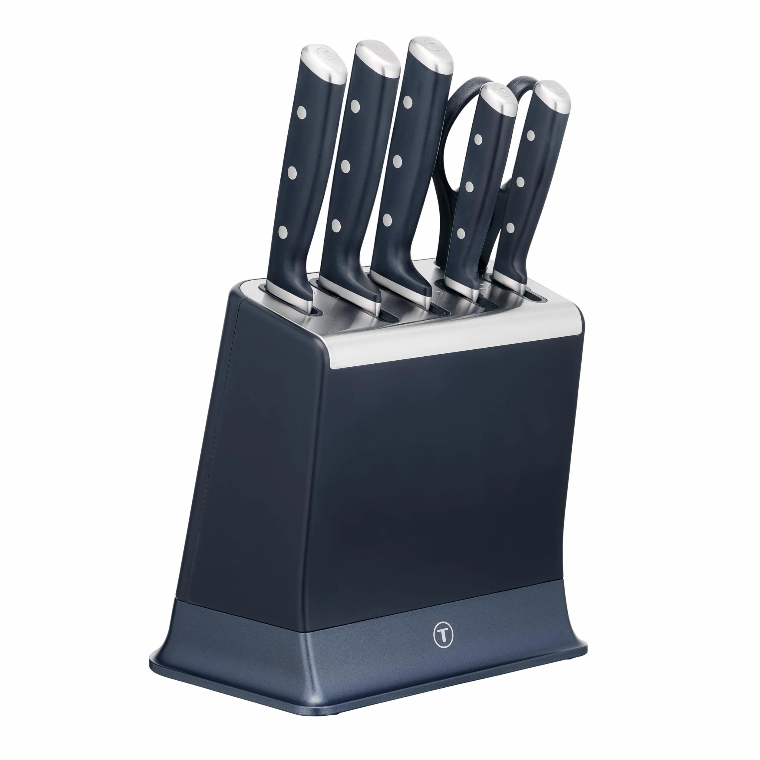 Tefal K297S7 EverSharp 6-częściowy Zestaw noży z wbudowaną ostrzałką, 5 noży, nożyczki, trwała krawędź