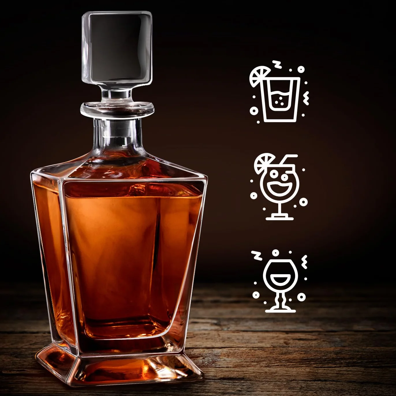 Maverton Zestaw do Whisky – Karafka 800 ml + 6 Szklanek 250 ml - Ekskluzywny Prezent dla Mężczyzny - Szkło Premium na Alkohol - Urodziny, Dzień Ojca, Rocznica