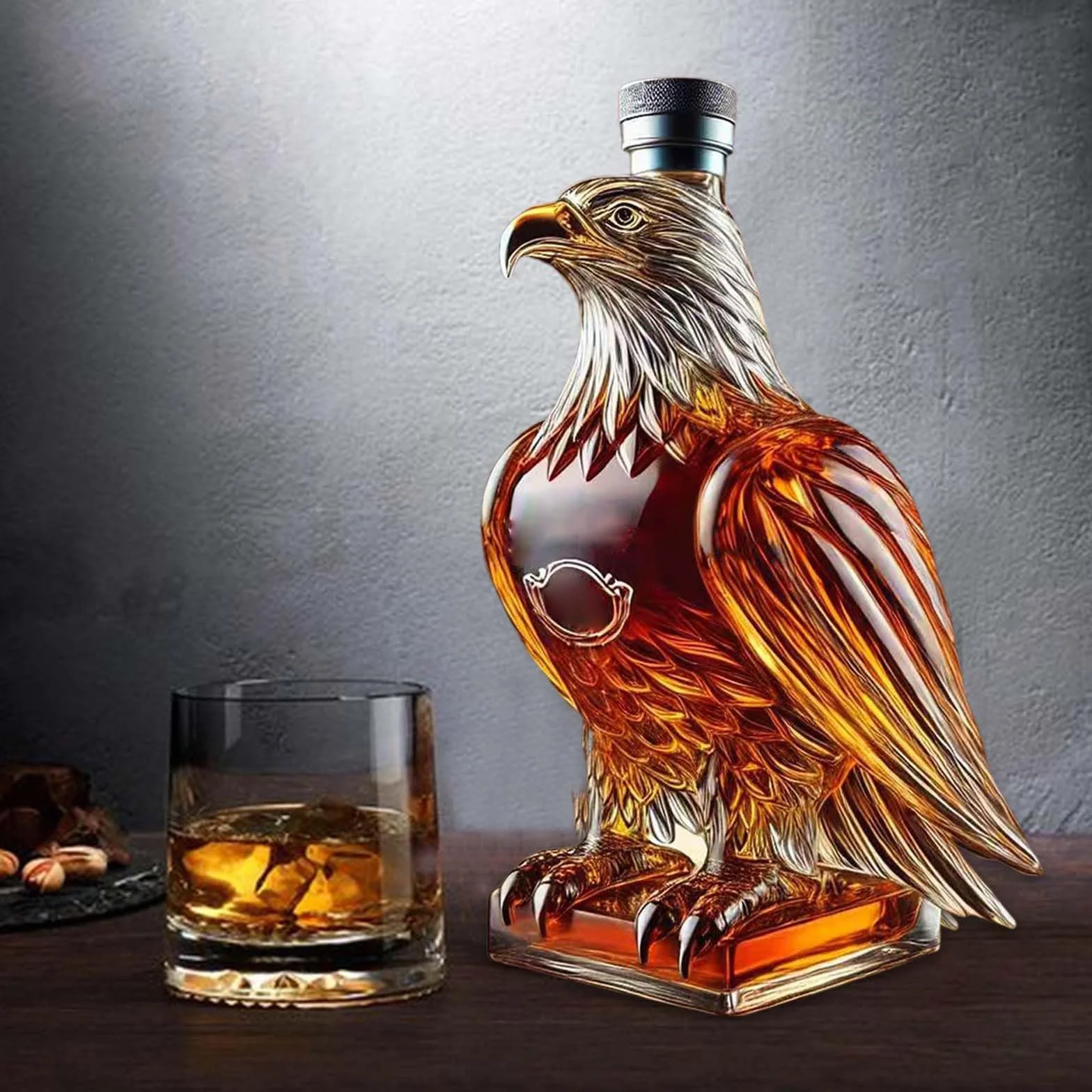 Adler butelka do whisky Jack Daniels, orzeł dekanter do whisky, wyjątkowy prezent dla miłośników, ojca, męża lub przyjaciela, dekoracja baru (2 szt.)