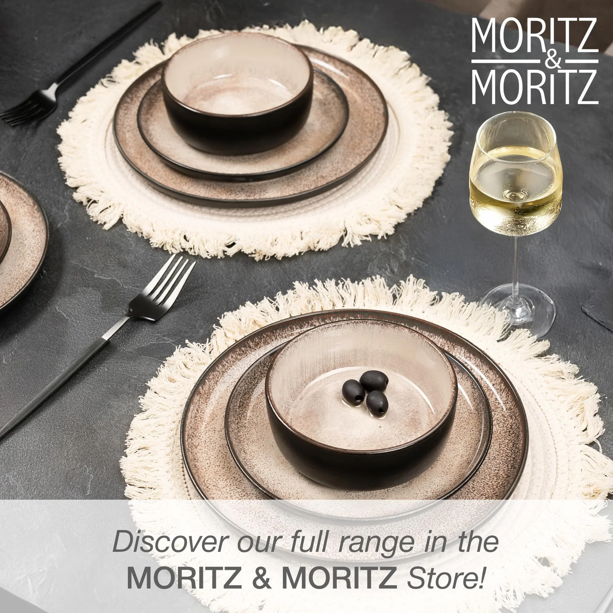 Moritz & Moritz VIDA 18-częściowy zestaw naczyń do 6 osób, nowoczesny, nadający się do drapania, kuchenki mikrofalowej i mycia w zmywarce, serwis