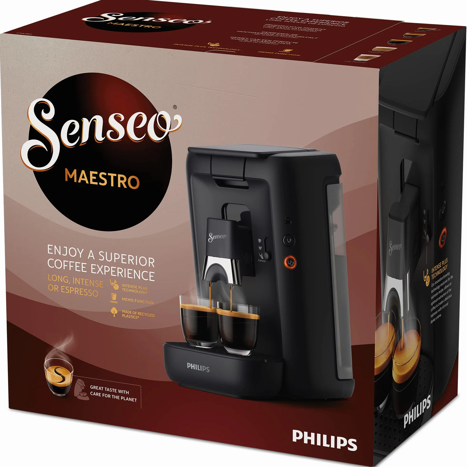 Philips Domestic Appliances CSA260/60 Senseo Maestro ekspres do kawy z funkcją pamięci o pojemności 1,2 litra, Czarny