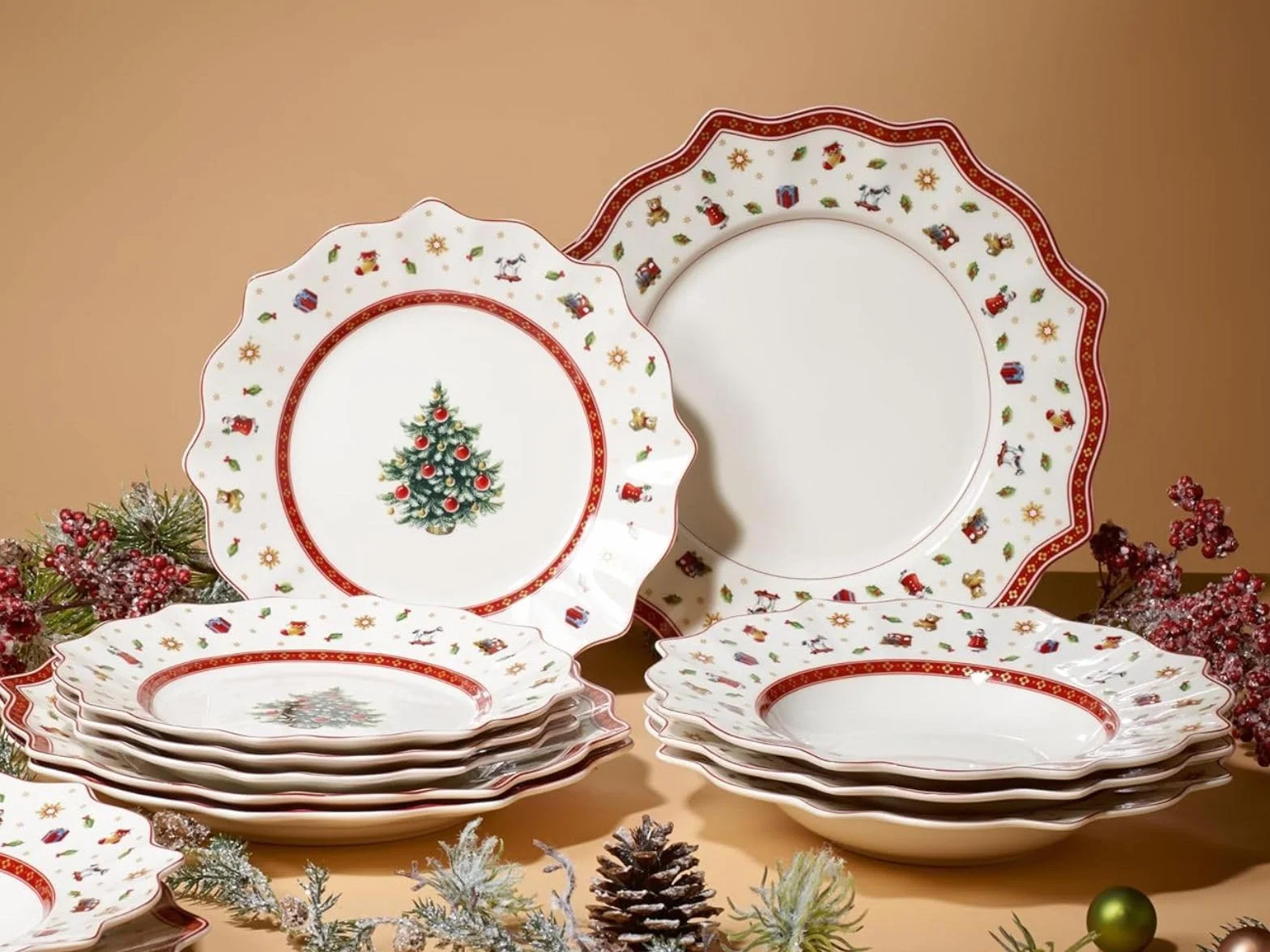 Villeroy & Boch Toy'S Delight Zastawa Stołowa, Biały/Czerwony, 12 Elementów